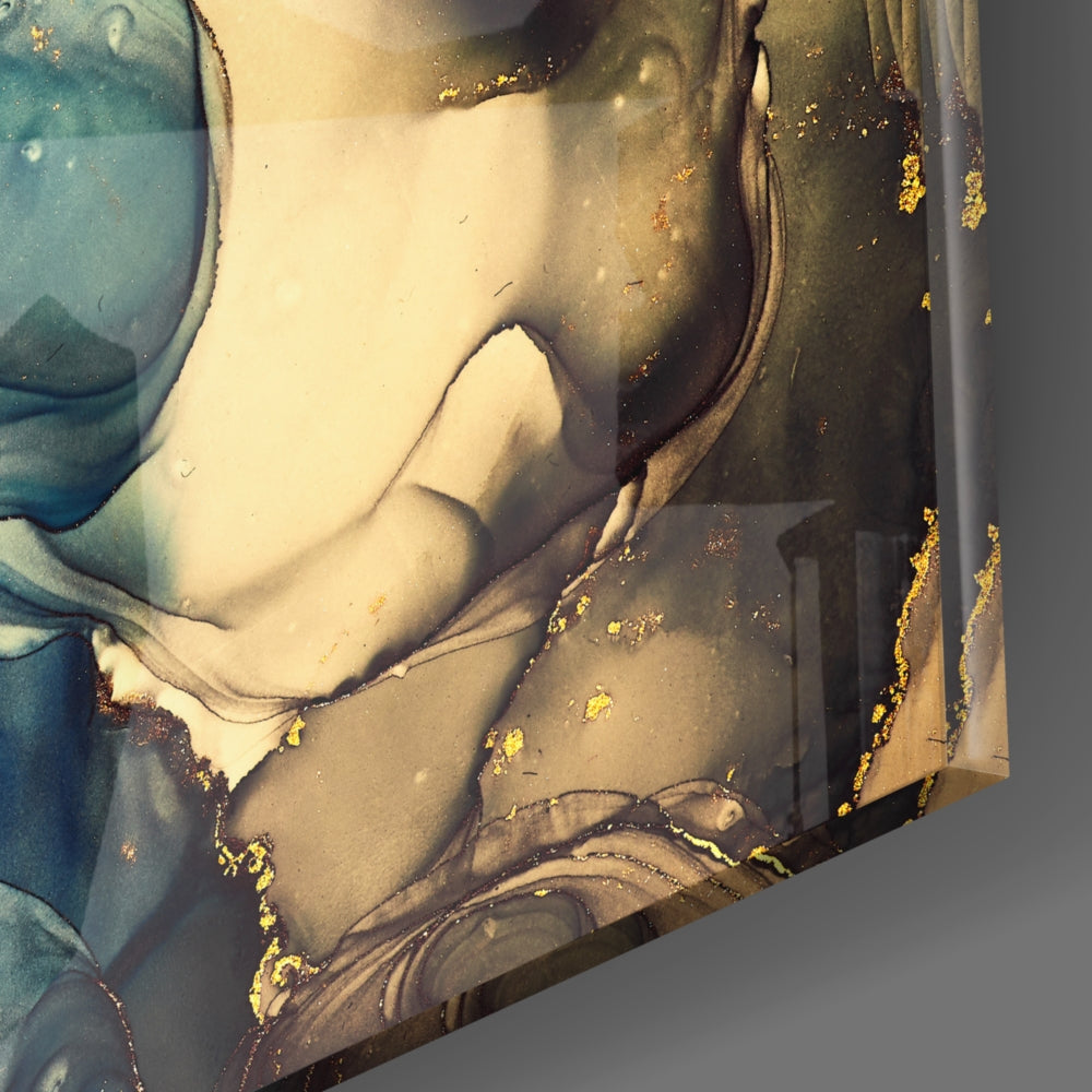 Abstract Blue & Gold Marble Design - Elegant Home Decor for Living Room, Bedroom & Office - Perfect for Wall Art, Tabletop Display & Gift Giving
