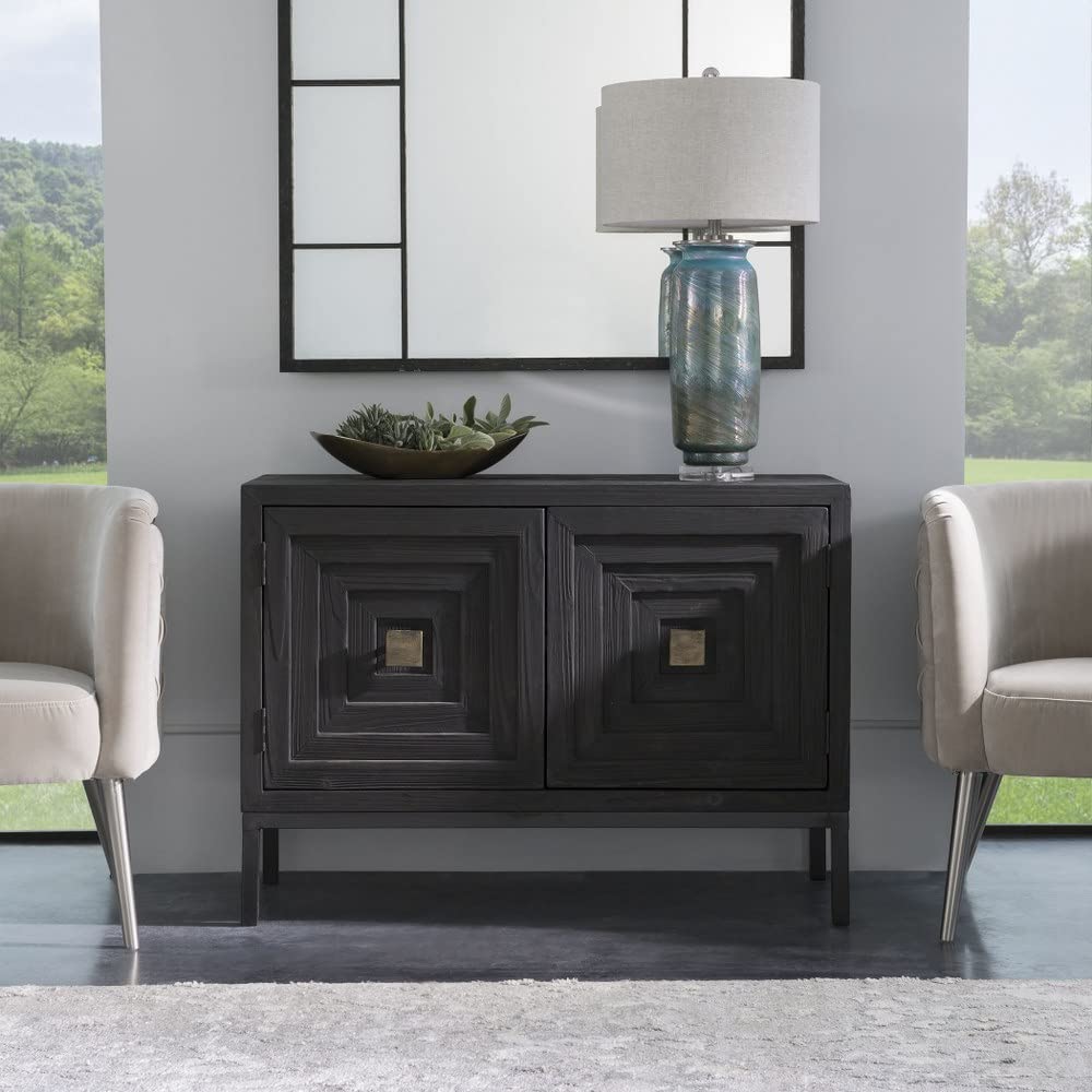 Aiken 43.3 Inch 2 Door Storage Cabinet - Modern Home & Office Organizer for Living Room, Bedroom, or Entryway Storage Solutions