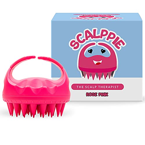 SCALPPIE Silicone Scalp Massager & Shampoo Brush for Hair Growth - Rose Pink - Relieves Dandruff & Stimulates Circulation - Perfect for Shower, Spa & At-Home Hair Care Routine