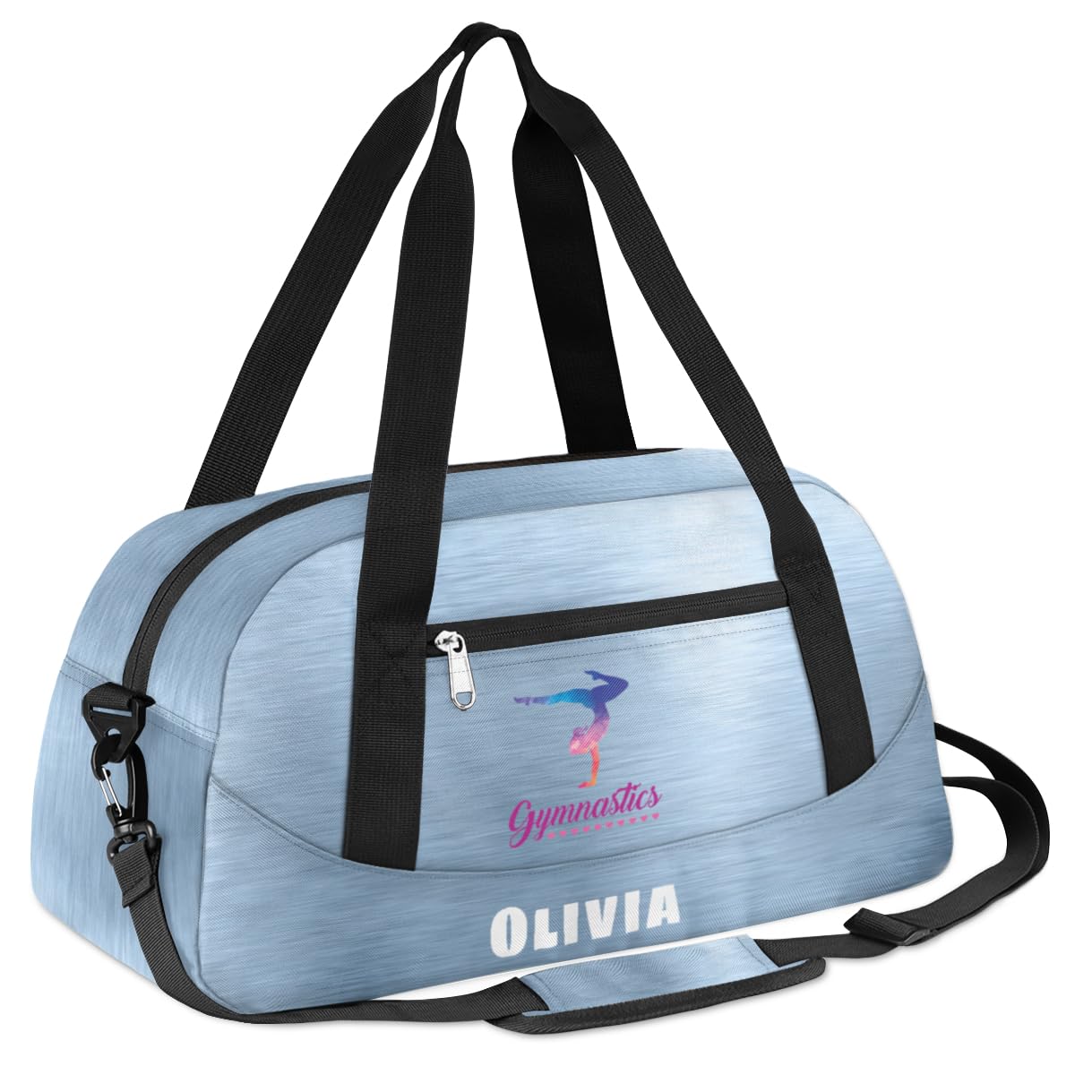 Custom Personalized Kids Duffel Bag for Dance, Cheerleading & Travel - Cute Purple & Multicolor Overnight Bag (620) | Perfect for Sleepovers, Gym Class & Weekend Getaways