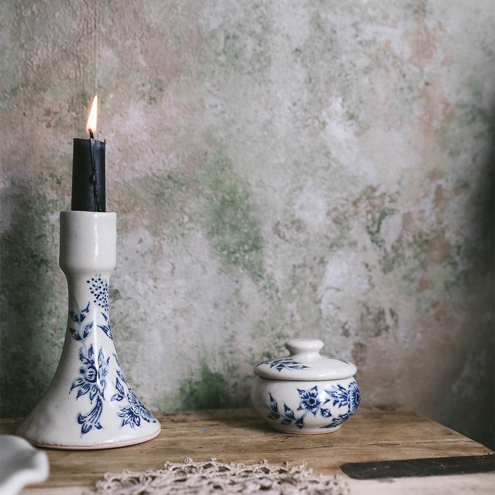 Hand-Painted Artisan Candlestick Holder - Elegant Decorative Candle Holder for Home Decor, Wedding Centerpieces & Romantic Dinner Settings