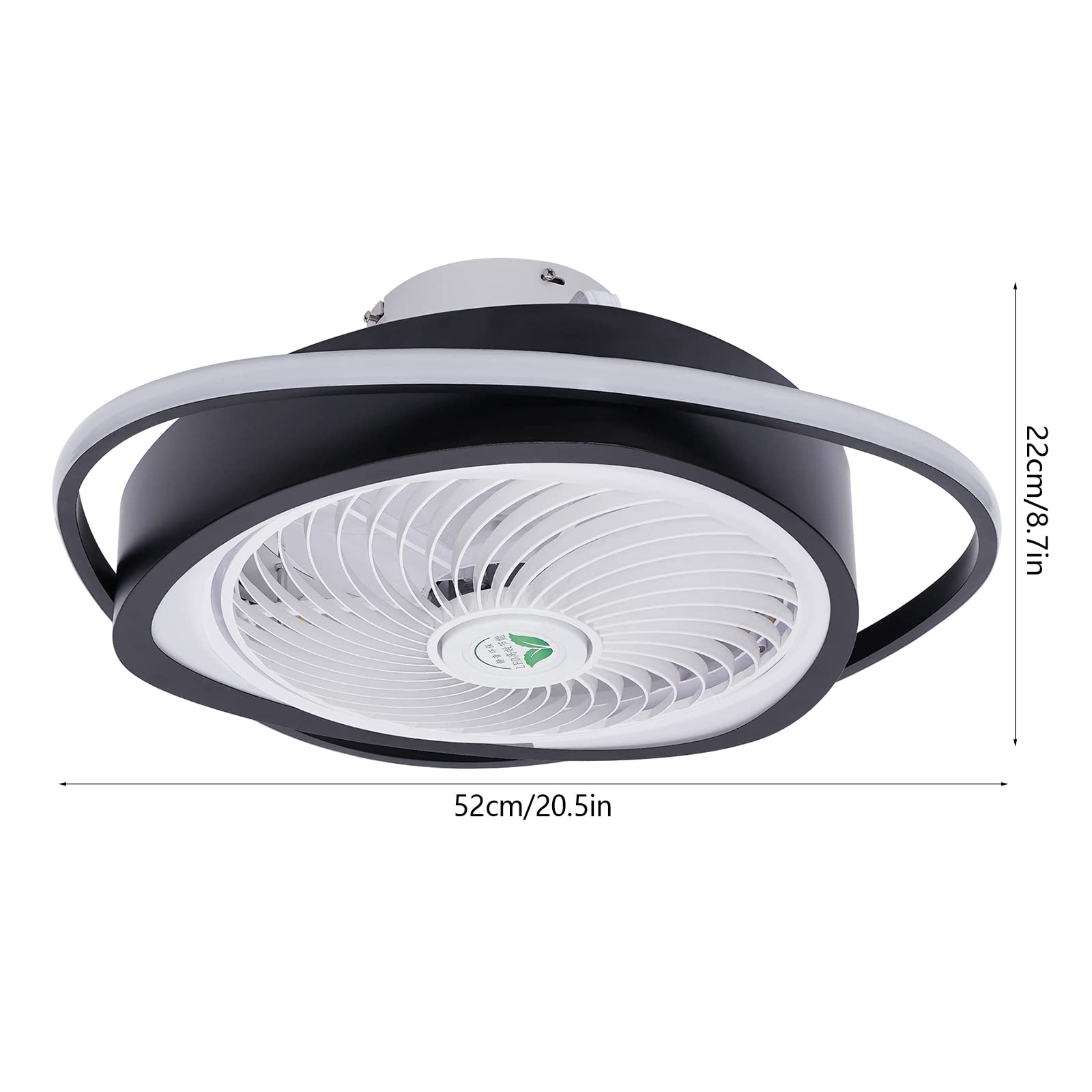 45W Invisible Ceiling Fan with Light - 21.65 Inch Remote Control, 3 Color Dimmable LED Lighting (3000K-6500K), Acrylic Blades, Metal Shell, Semi Flush Mount, 3-Speed Indoor Low Profile Fan with Timer - Perfect for Bedroom, Living Room, and Office Spaces