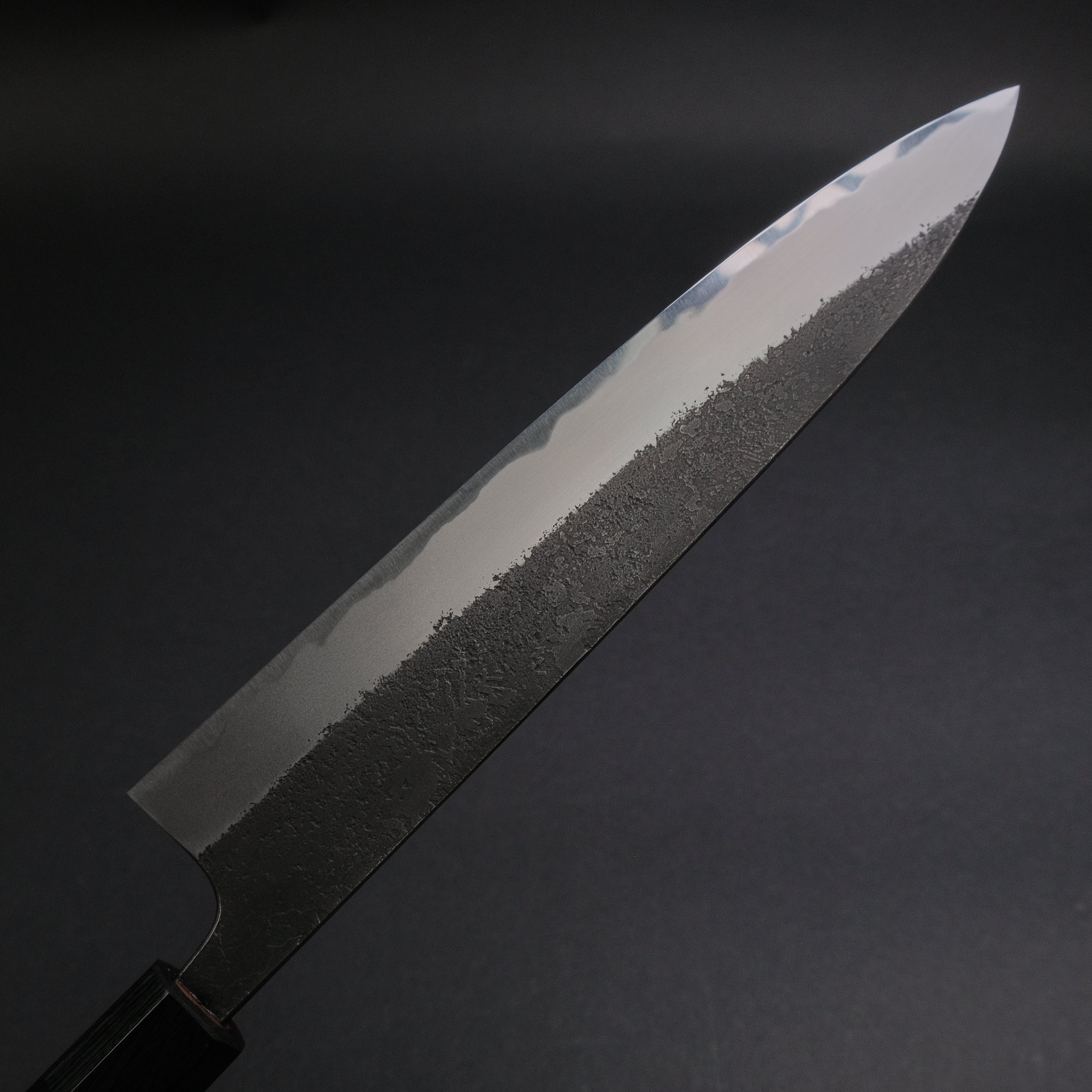 Akifusa Wakui Kurouchi Nashiji Blue #2 Gyuto 240mm Japanese Chef Knife with Ebony Handle - Professional Kitchen Knife for Sushi, Meat Cutting & Precision Cooking (Discounted)