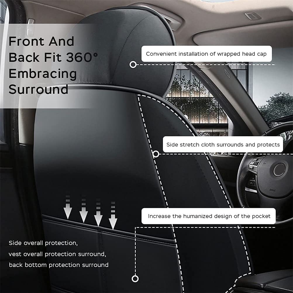 Premium PU Leather Front & Rear Seat Covers with Headrest Backrest Cushions for Volvo XC40 2018-2021 - Comfortable, Stylish Black Car Seat Protectors for Daily Commute & Road Trips