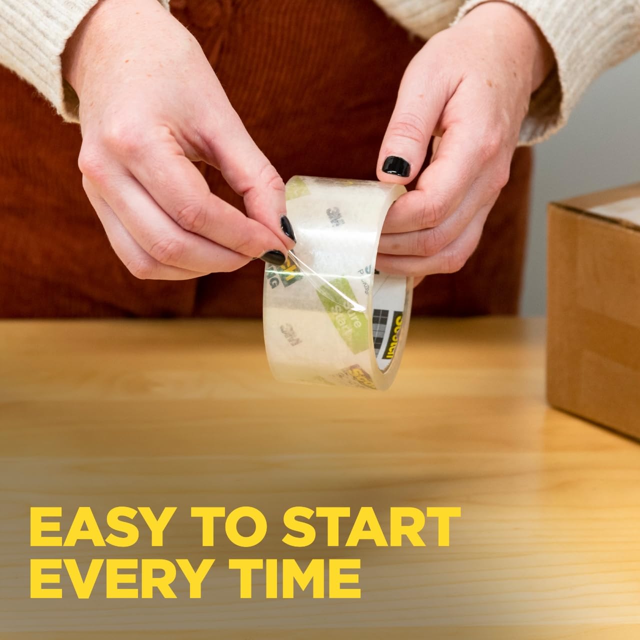 Scotch Sure Start Packing Tape - 1.88 Inch x 54.6 Yard, 8 Rolls - Clear, Quiet Unwind, Easy Start - Perfect for Shipping Boxes, Moving & Packaging Supplies
