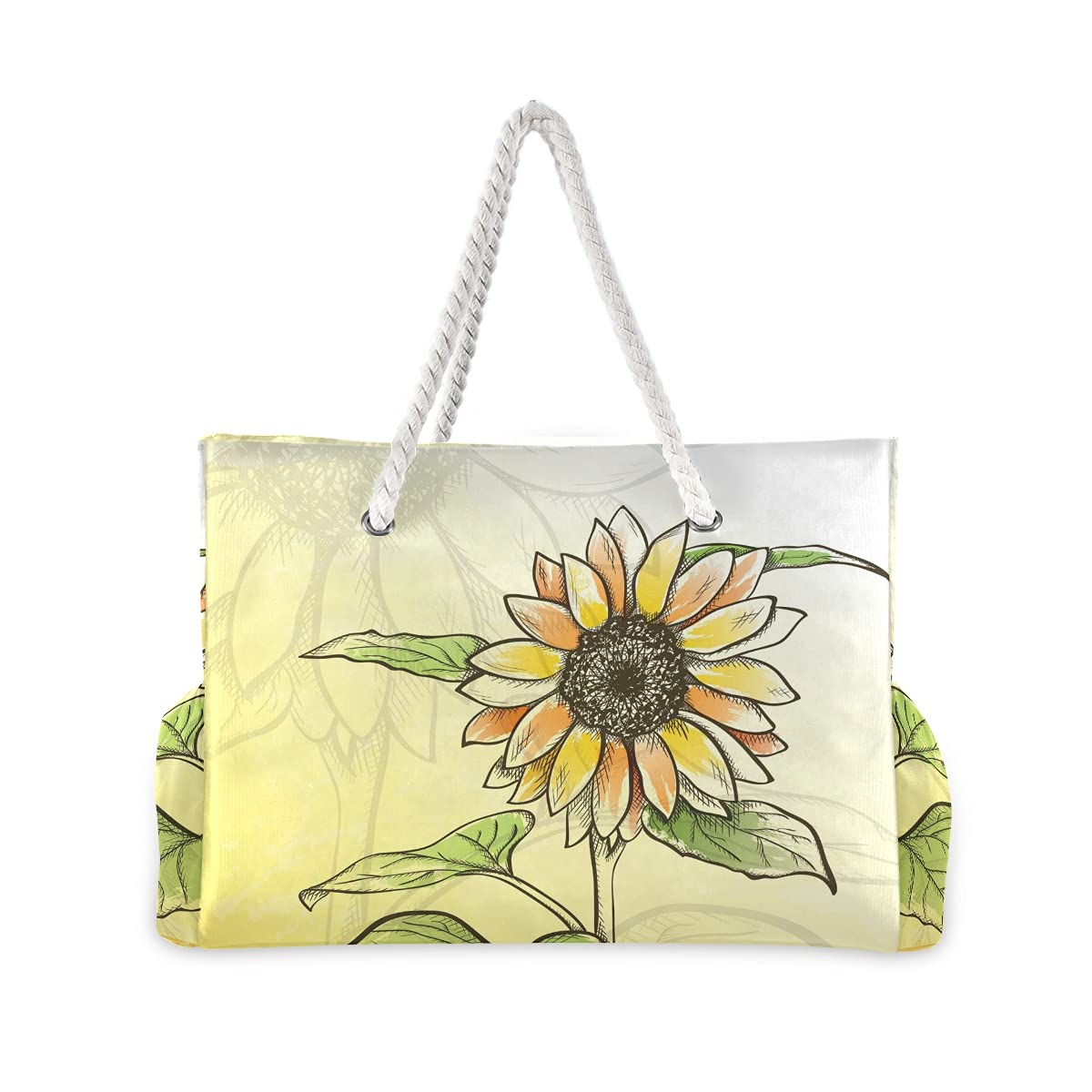 Large Beach Tote Bag with Waterproof Pocket - Floral Fairy & Butterflies Design for Travel, Gym, and Summer Outings | Perfect for Poolside, Vacation, and Sports Activities