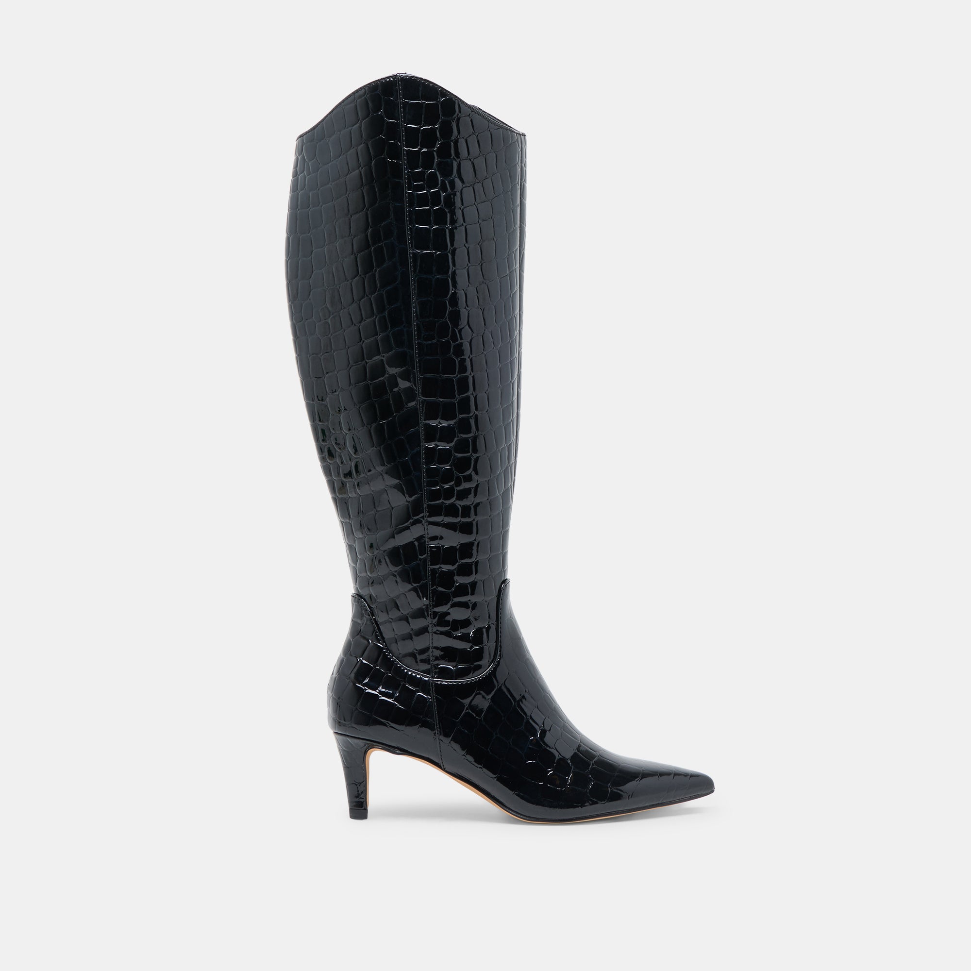 SHILAH Wide Calf Boots for Women - Noir Embossed Leather Ankle Boots - Comfortable & Stylish for Fall, Winter, and Casual Outfits
