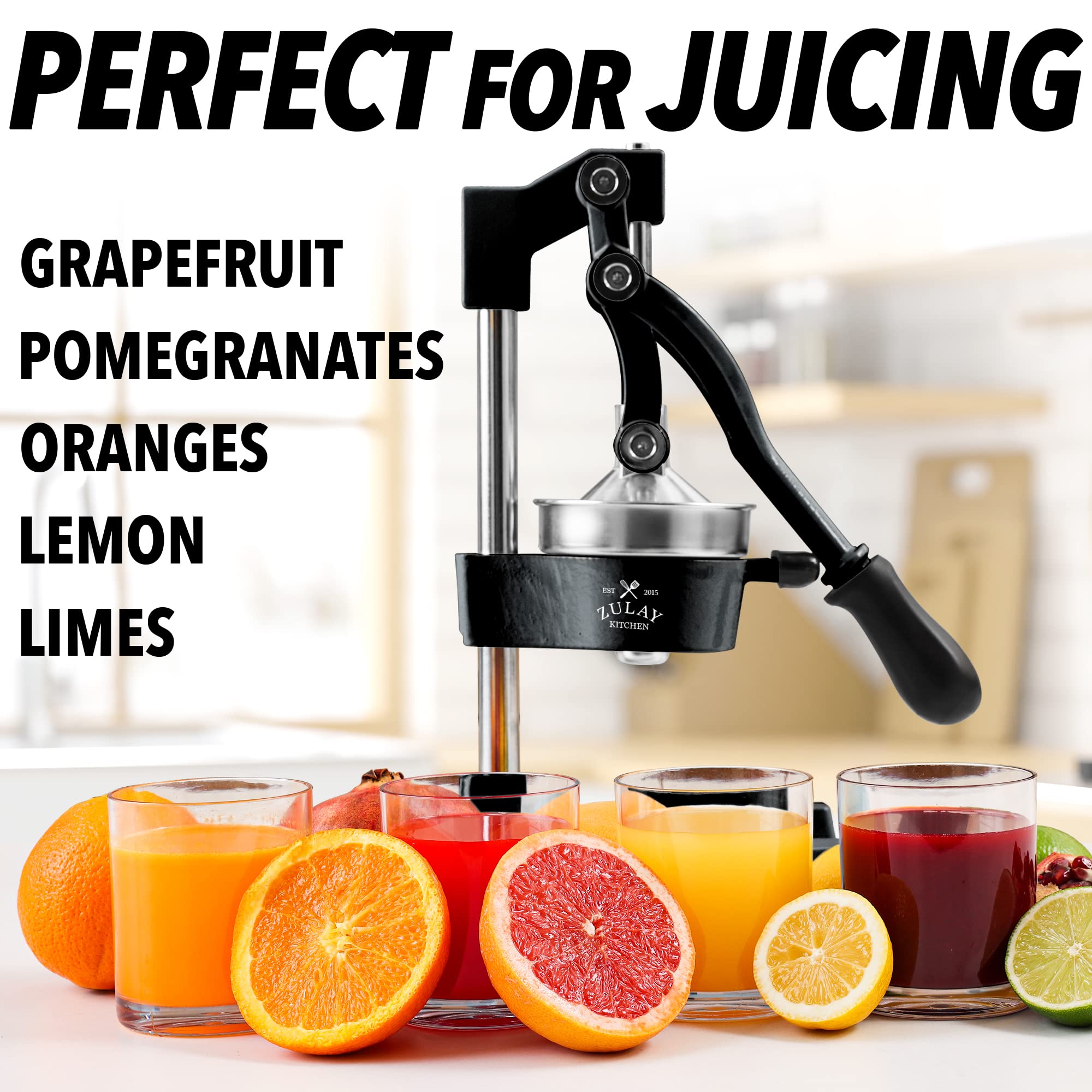 Premium Cast Iron Orange Juice Squeezer - Heavy Duty Stainless Steel Citrus Juicer for Lemons, Limes & Grapefruits | Professional Grade Solid Metal Squeezer Bowl for Fresh Juice at Home, Bars & Restaurants