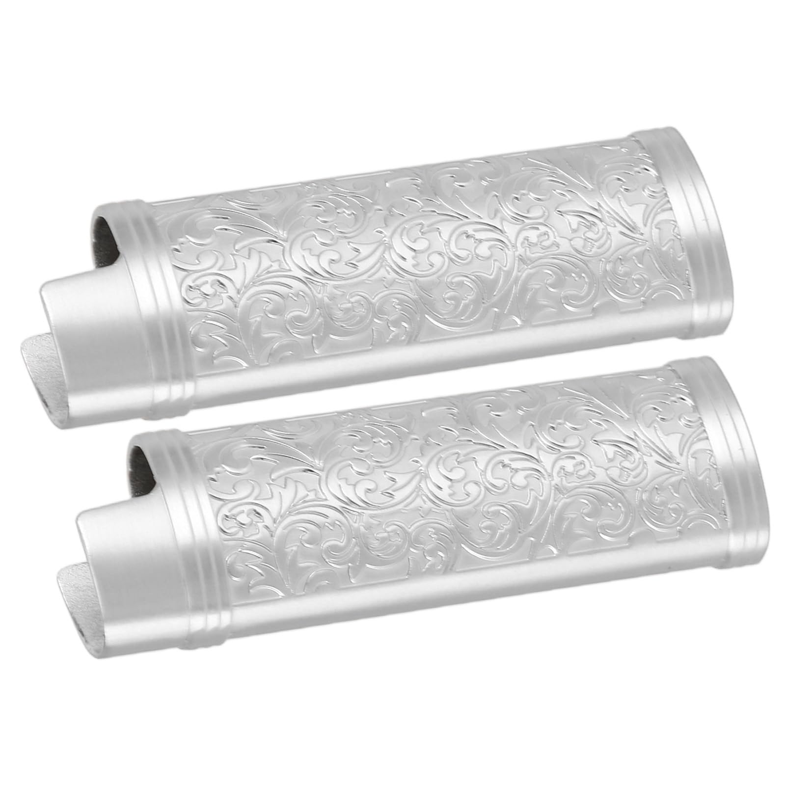 Vintage Floral Zinc Alloy Lighter Case - 2PCS Reusable Metal Cover for Everyday Use