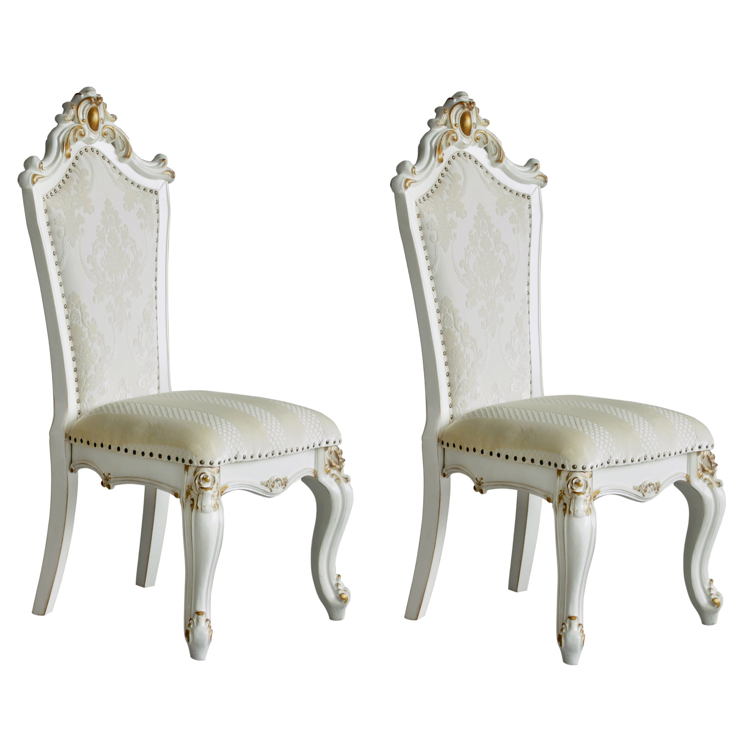 Vintage Butterscotch & Antique Pearl Side Chairs Set of 2 - Elegant Dining Room Accent Chairs for Home Decor, Kitchen, and Formal Entertaining