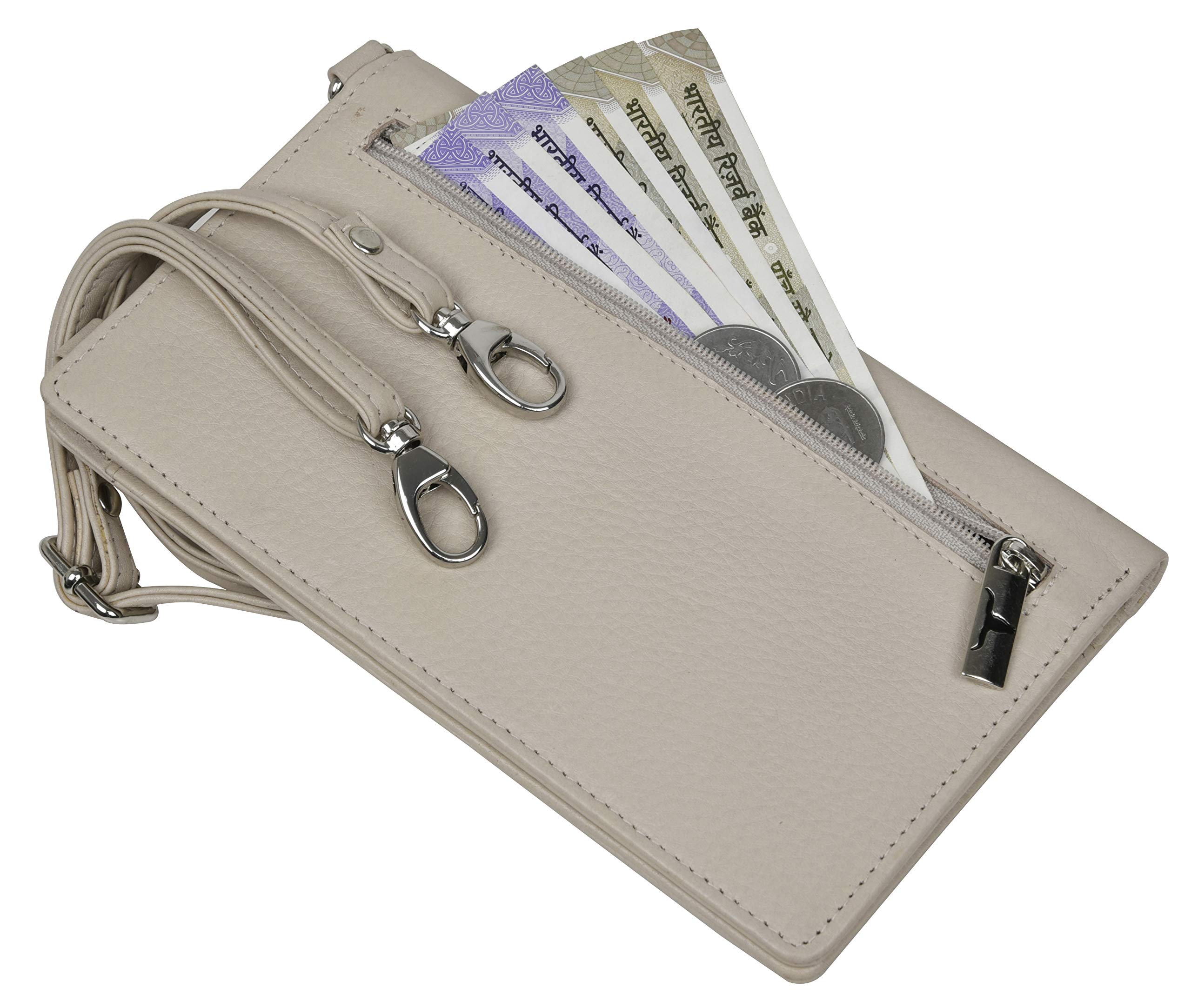 URBAN FOREST Ruby Beige Leather Sling Wallet for Women - Crossbody Phone Purse with Card Slots - Perfect for Travel, Shopping & Daily Essentials