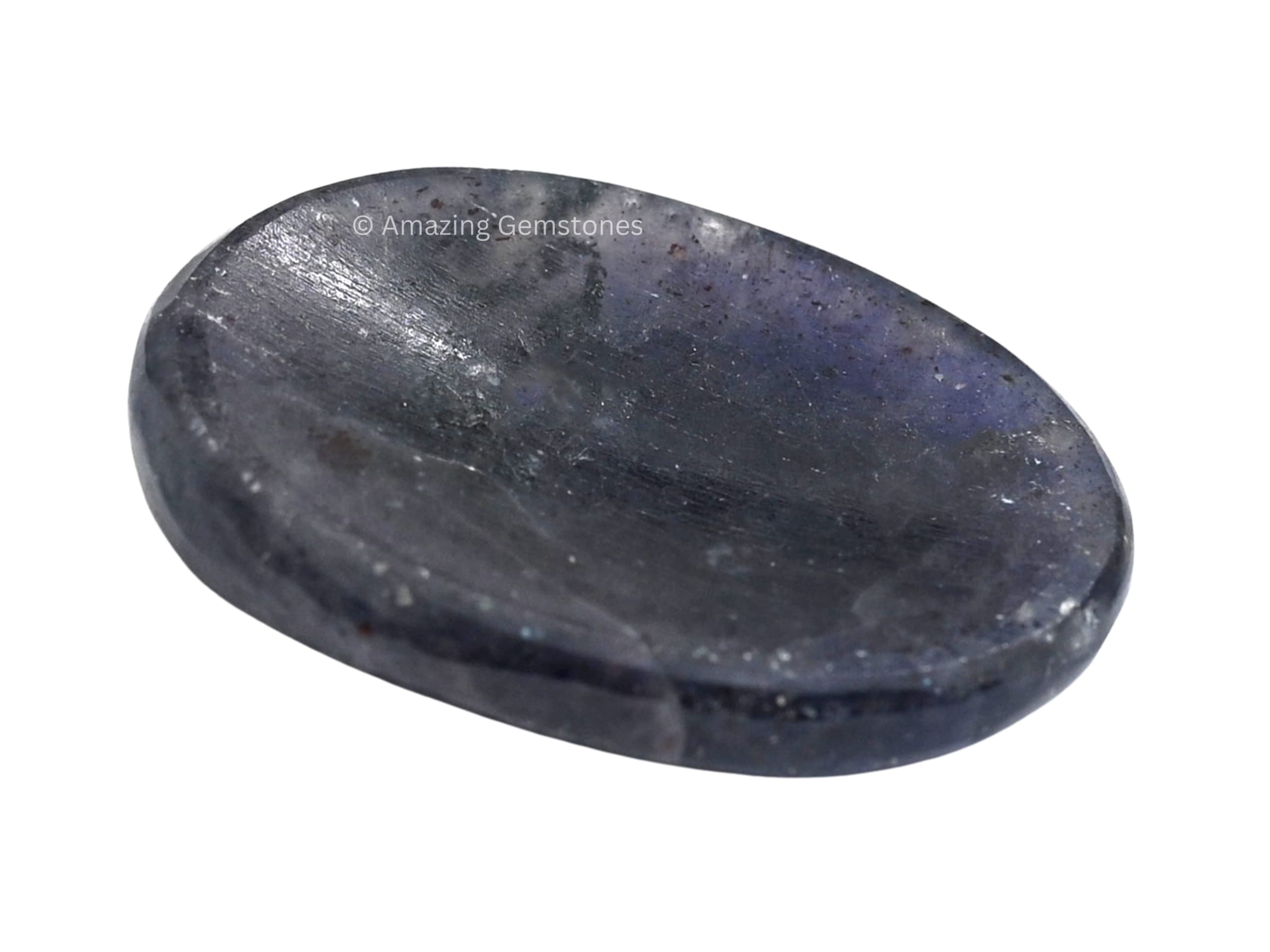 Natural Iolite Worry Stone - Healing Crystal for Stress Relief & Anxiety - Smooth Meditation Stone for Calming & Relaxation - Perfect Gift for Women & Men (Birthday, Stocking Stuffer) - Use for Meditation, Yoga, Office Stress Relief & Mindfulness Practice