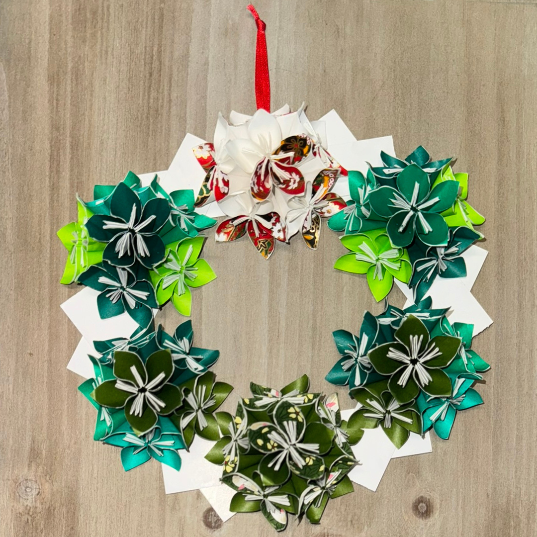 Handmade Origami Flower Wreath - Elegant Paper Floral Decor for Home, Wedding, Party & Wall Art | Perfect for DIY Crafts, Gifts & Seasonal Decorations