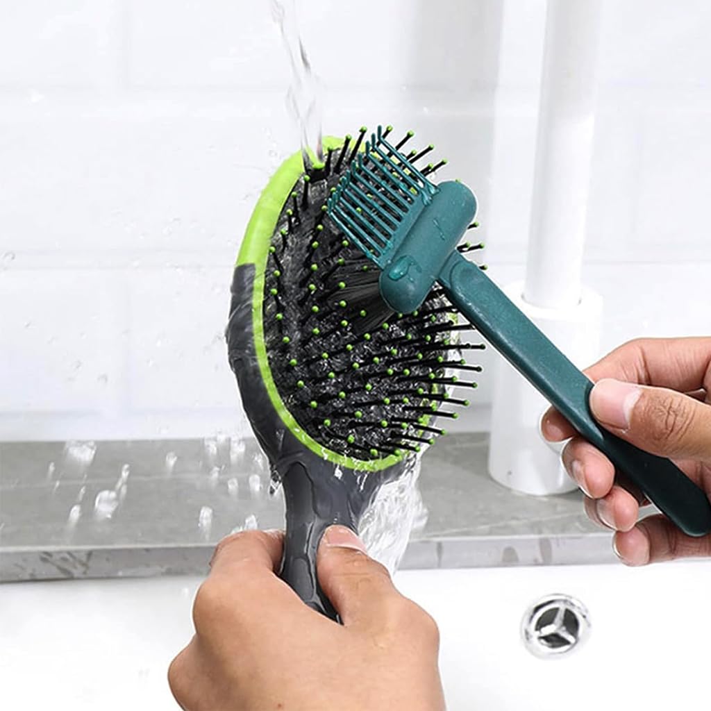 ZIBUYU® 2-in-1 Hair Brush Cleaner Tool - Professional Soft Bristle Brush with Embedded Comb for Removing Hair & Dust (2 Pack) - Perfect for Salon, Home, Bathroom & Travel Use