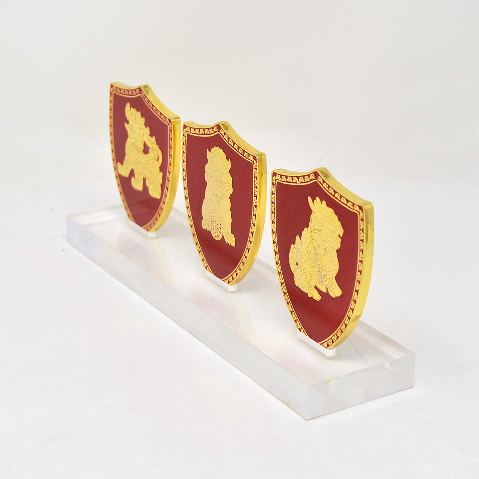Feng Shui Red Shield Stand - Protection from 3 Killings (W4292) | Chinese Home Decor for Good Luck & Positive Energy | Perfect for Living Room, Office & Entryway