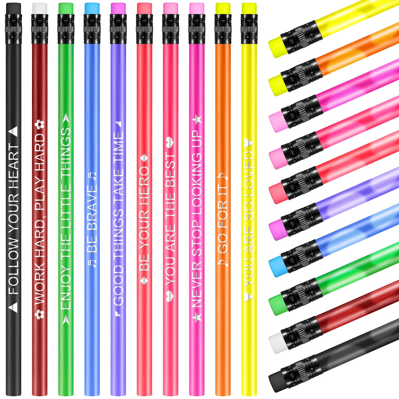 40 Pcs Color Changing Mood Pencils with Motivational Quotes - 2B Thermochromic Pencils with Eraser for School, Office & Art Projects - Fun Writing Tools That Change Color with Temperature