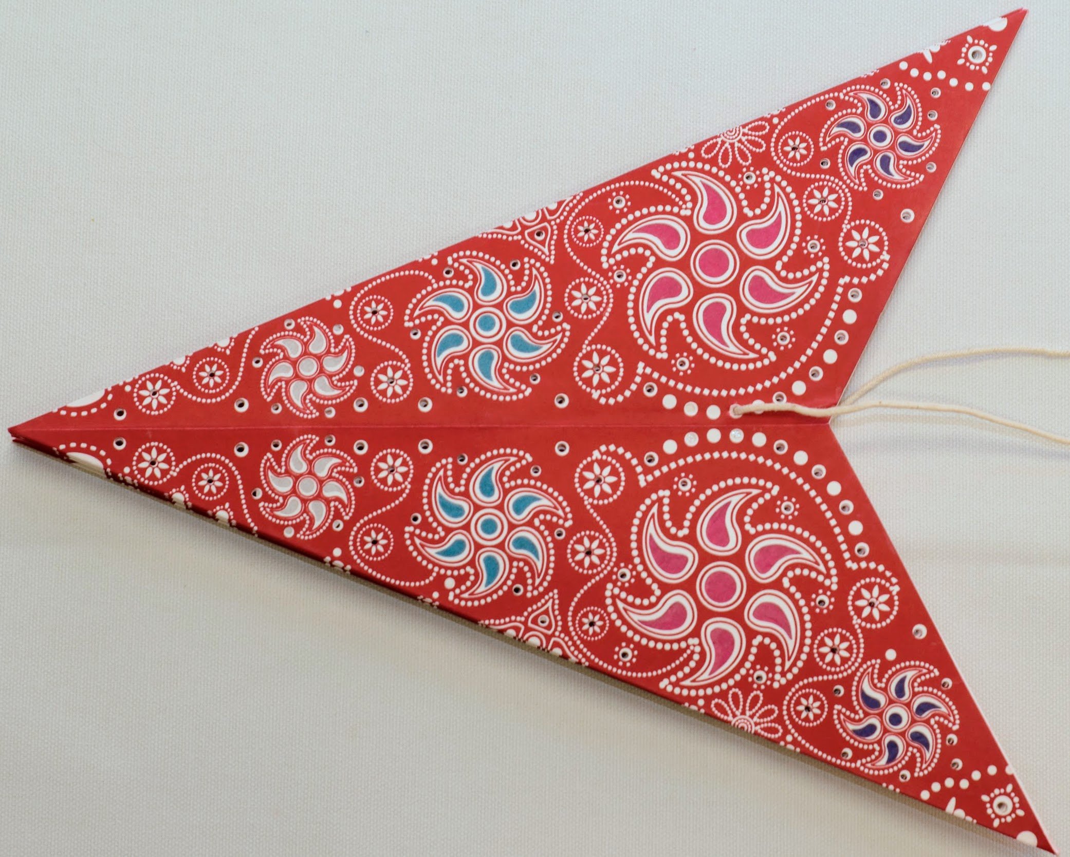 UMTA Red Chakra Paper Star Lantern - Handmade Decorative Hanging Light for Meditation Room, Yoga Studio, Festival & Home Decor
