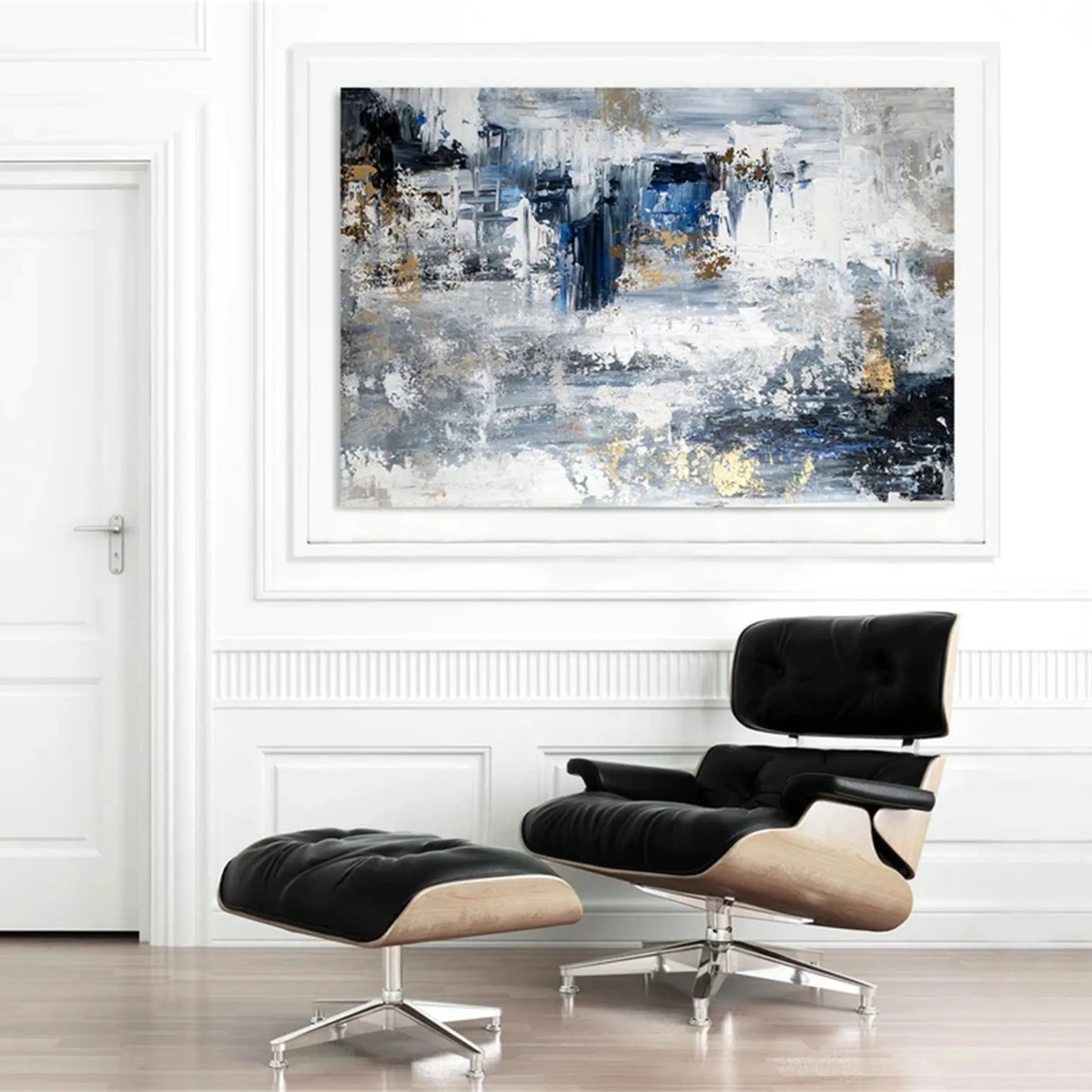 Blue & Green Abstract Wall Art Canvas Print #BG075 - Modern Home Decor for Living Room, Bedroom & Office