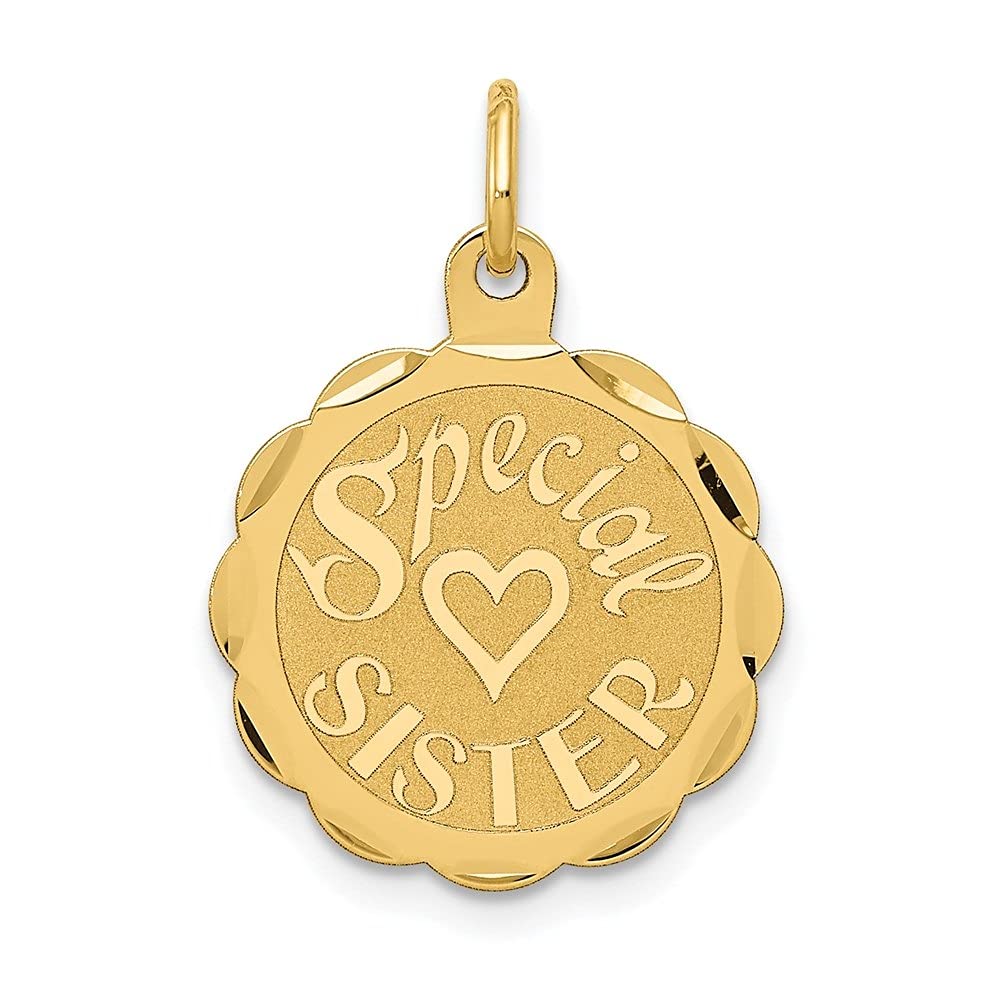 14K Yellow Gold Special Sister Pendant Necklace for Women - Elegant Gift for Sisters, Best Friends & Loved Ones (23mm x 15mm) - Perfect for Birthdays, Anniversaries & Special Occasions