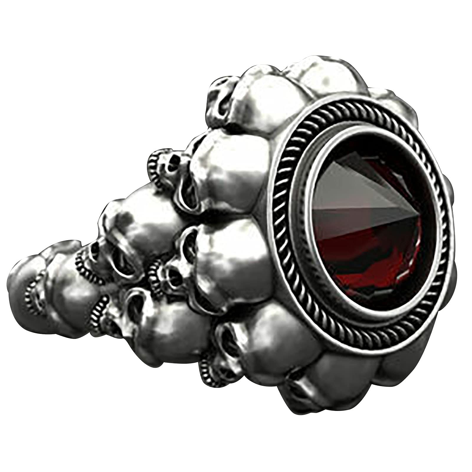 Handmade Sterling Silver Men's Skull Ring - Brutal Gothic Jewelry with Birthstone (Sapphire/Emerald) - Size 9 - Perfect Gift for Him & Unique Statement Ring for Women - Ideal for Weddings, Engagements, Gothic Fashion & Alternative Style