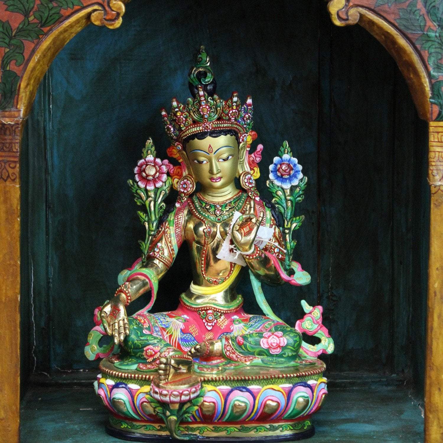 13 Inch Green Tara Statue - Handcrafted Buddhist Masterpiece for Home Altar, Meditation & Spiritual Decor | Perfect for Yoga Studios & Gift Giving