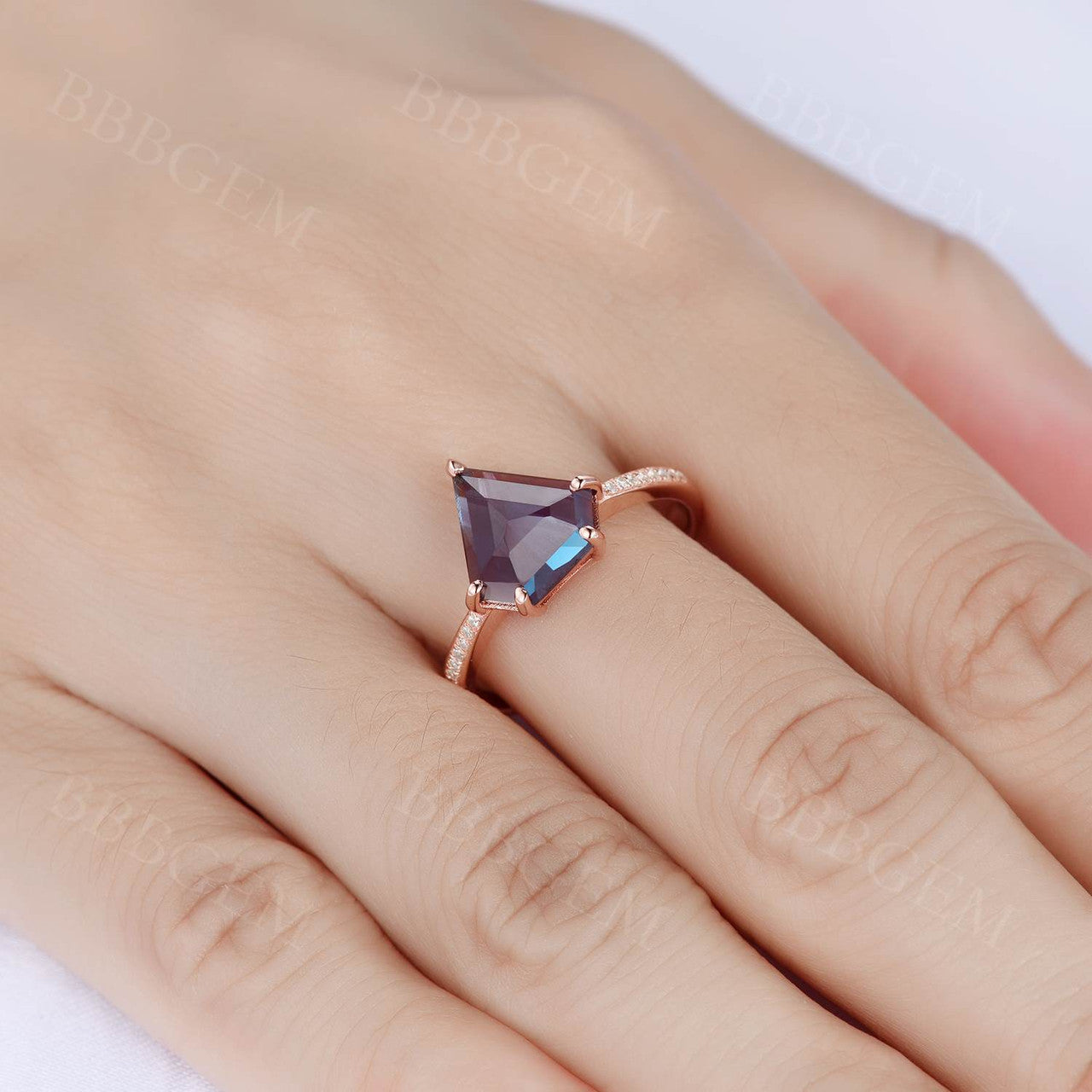 10mm Shield Cut Alexandrite Engagement Ring - Half Eternity Diamond Wedding Band for Women - Perfect for Proposals, Anniversaries & Bridal Jewelry