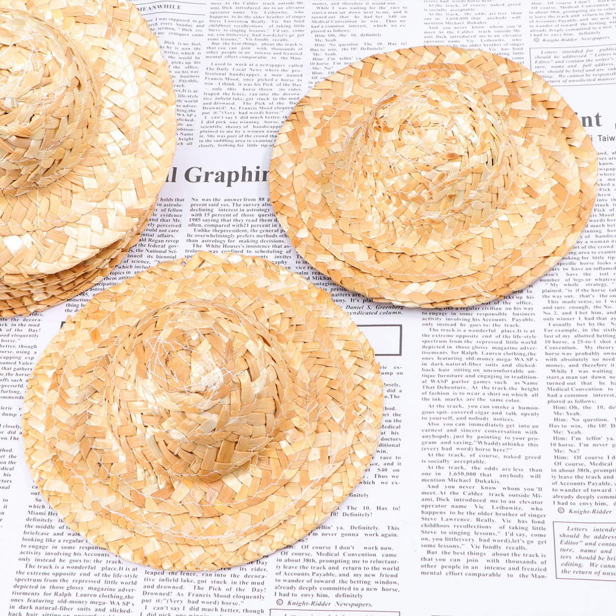 NOLITOY 10Pcs Miniature Straw Hats - Tiny Knitted Doll Hats for DIY Dollhouse Crafts - Perfect for Miniature Scenes, Fairy Gardens & DIY Projects