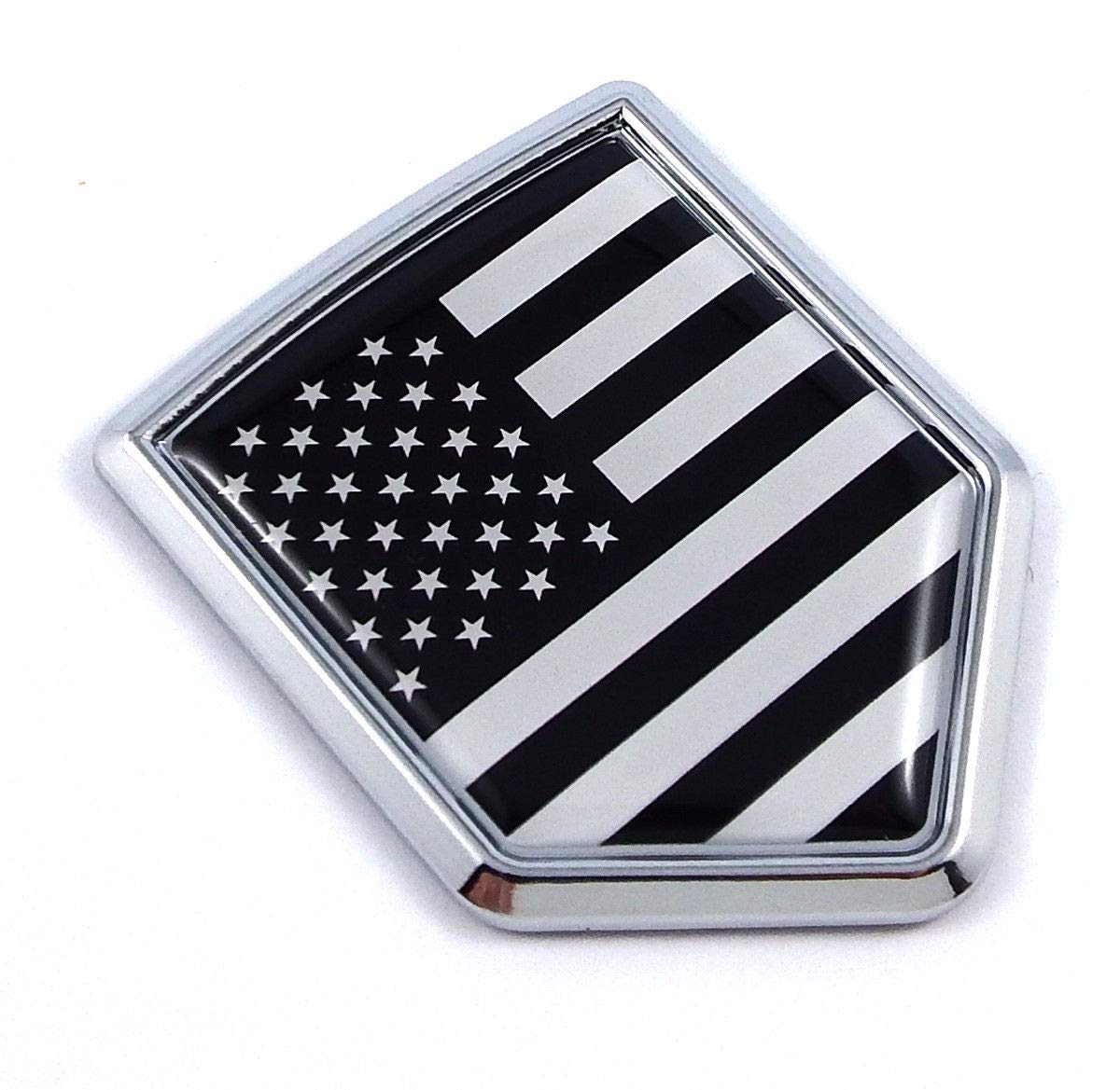 3D Black USA Flag Car Emblem - Chrome Auto Badge for Decoration