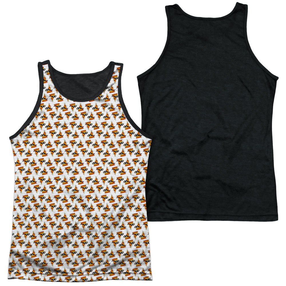 Uncle Grandpa Pizzas White Graphic Print Men's Black Sleeveless Muscle Tank Top - Perfect for Gym, Workouts, and Casual Summer Outfits