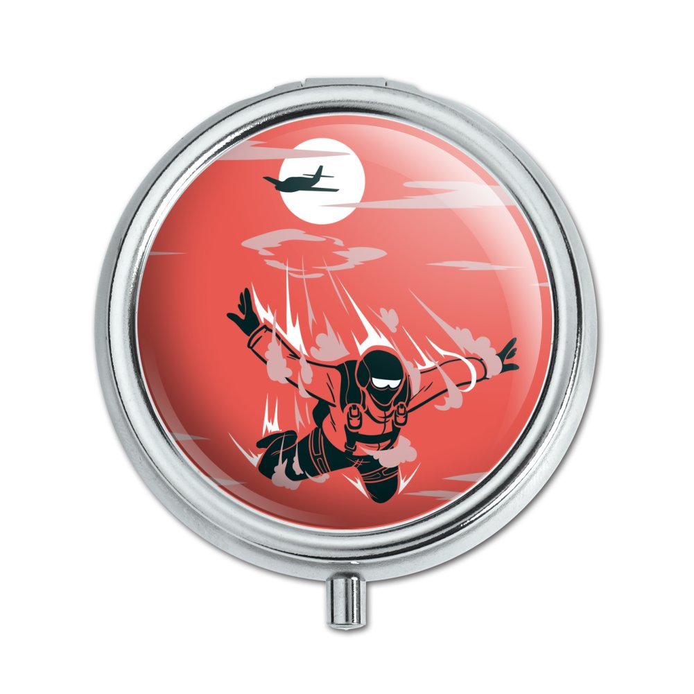 Skydiver Skydiving Out of Plane Pill Case - Compact Travel Pill Organizer Box - Perfect for Adventure Enthusiasts & Travel Accessories