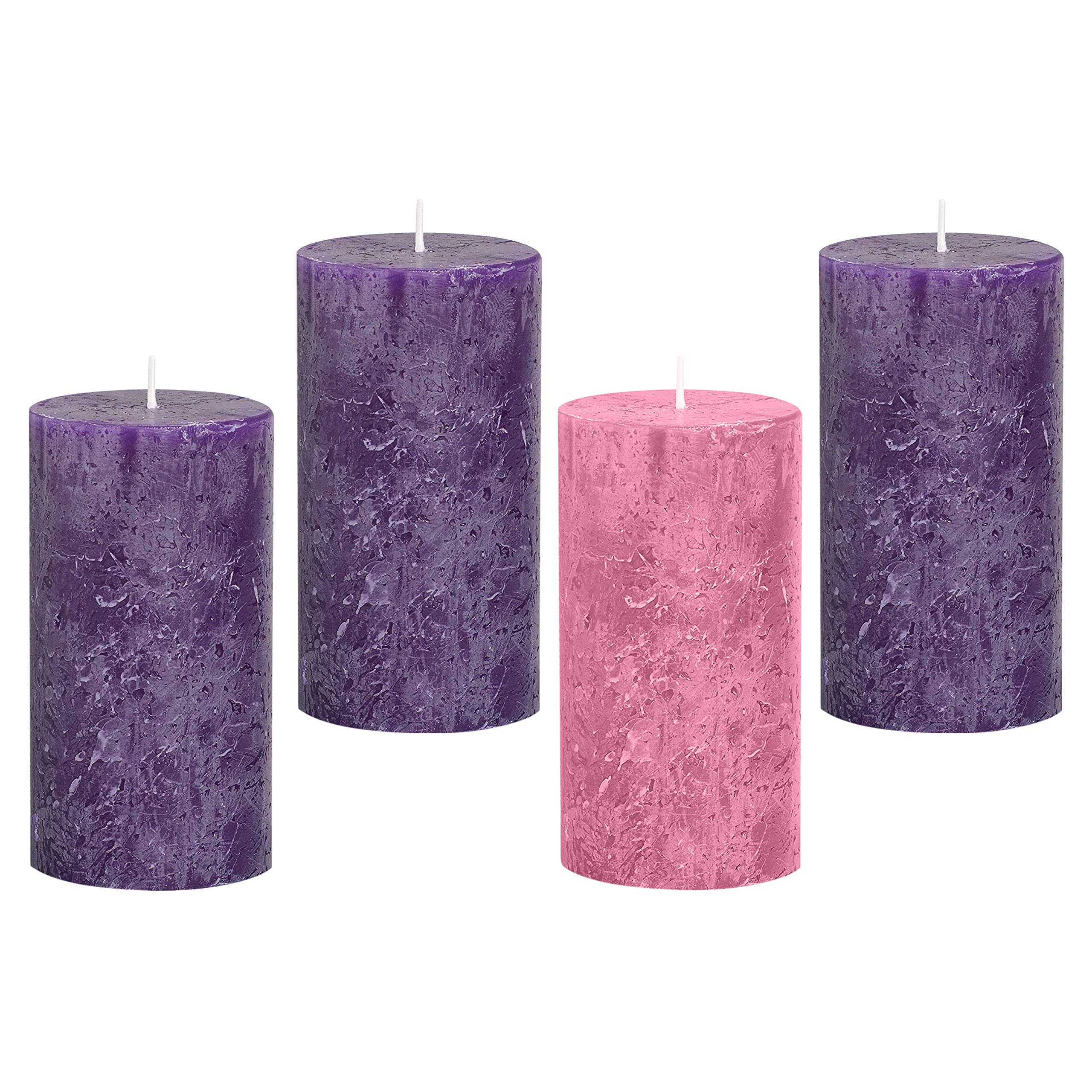Premium Advent Candle Set of 4 - Handmade Rustic Pillar Candles for Christmas - USA Made Unscented Church & Home Decor - Perfect for Advent Wreaths, Rings, Candle Holders - Ideal for Holiday Tablescapes, Church Altars & Festive Home Decorations