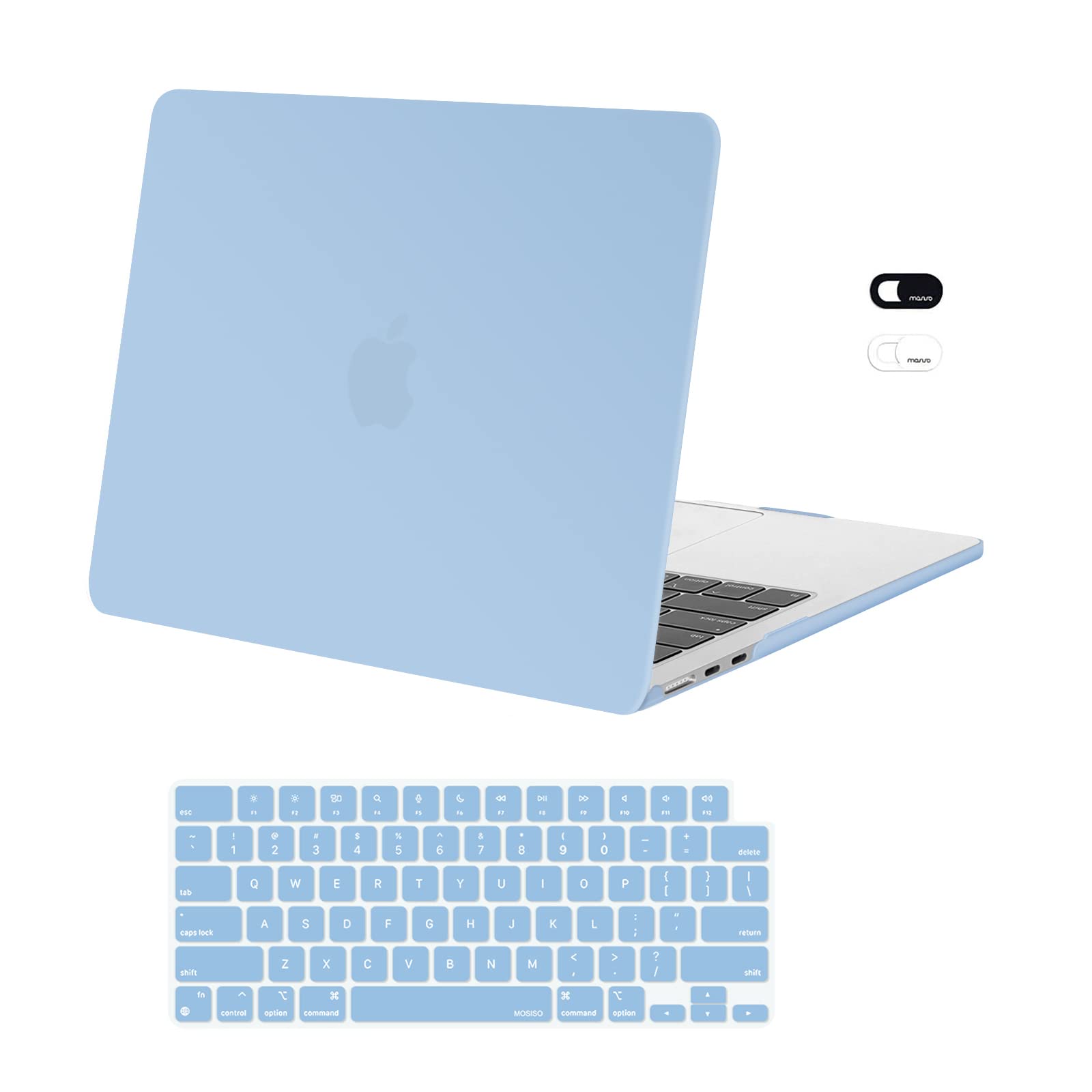MOSISO Hard Shell Case for MacBook Air 13.6 inch (2022-2023 M2 Chip Model A2681) - Protective Cover with Keyboard Protector & Webcam Cover - Lightweight Durable Plastic - Air Blue | Perfect for Work, Travel & School Use