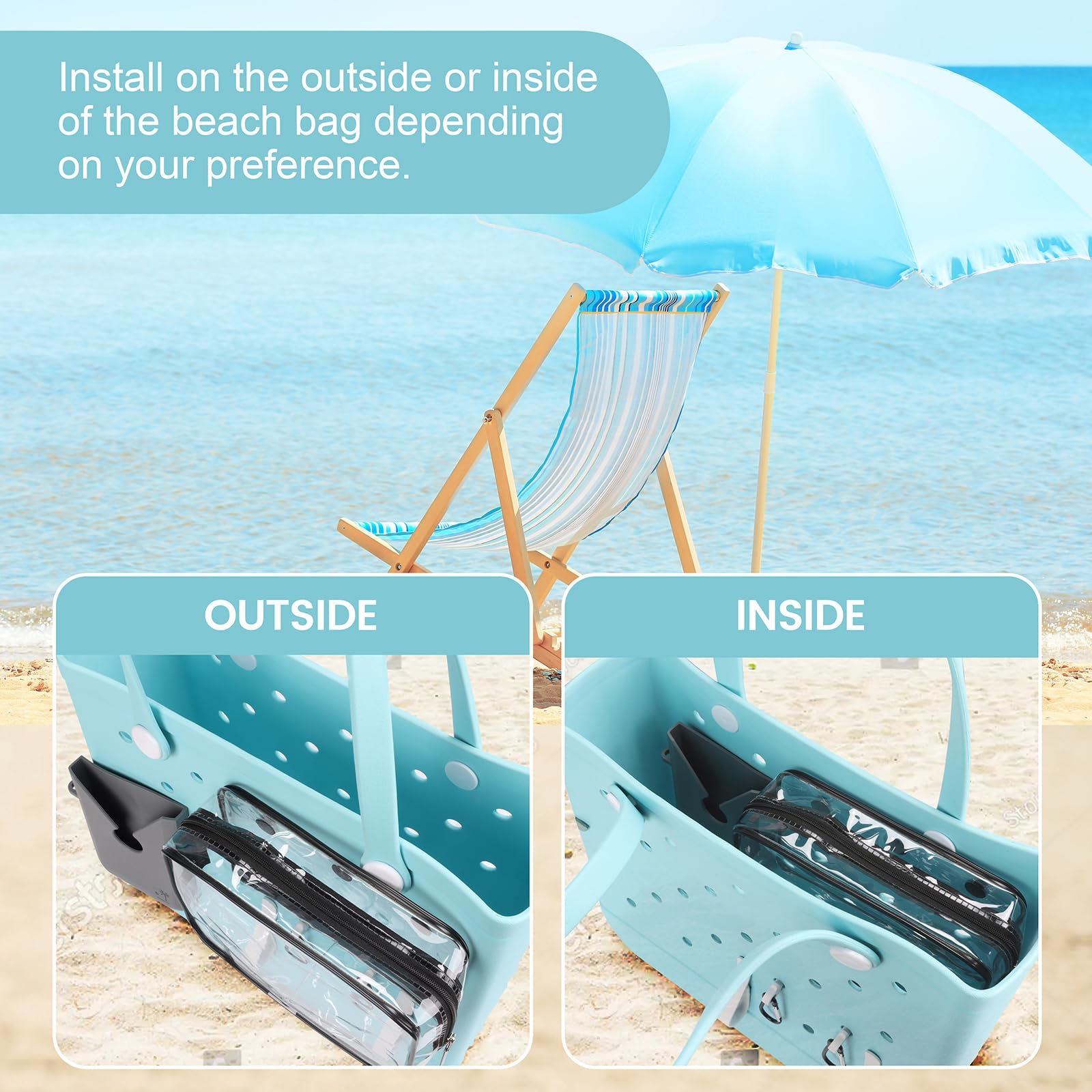 6-Pack Bogg Bag Accessories Set - Includes Silicone Phone Holder, PVC Insert Bag, Hooks & Keychain - Perfect for Beach, Pool & Travel Organization