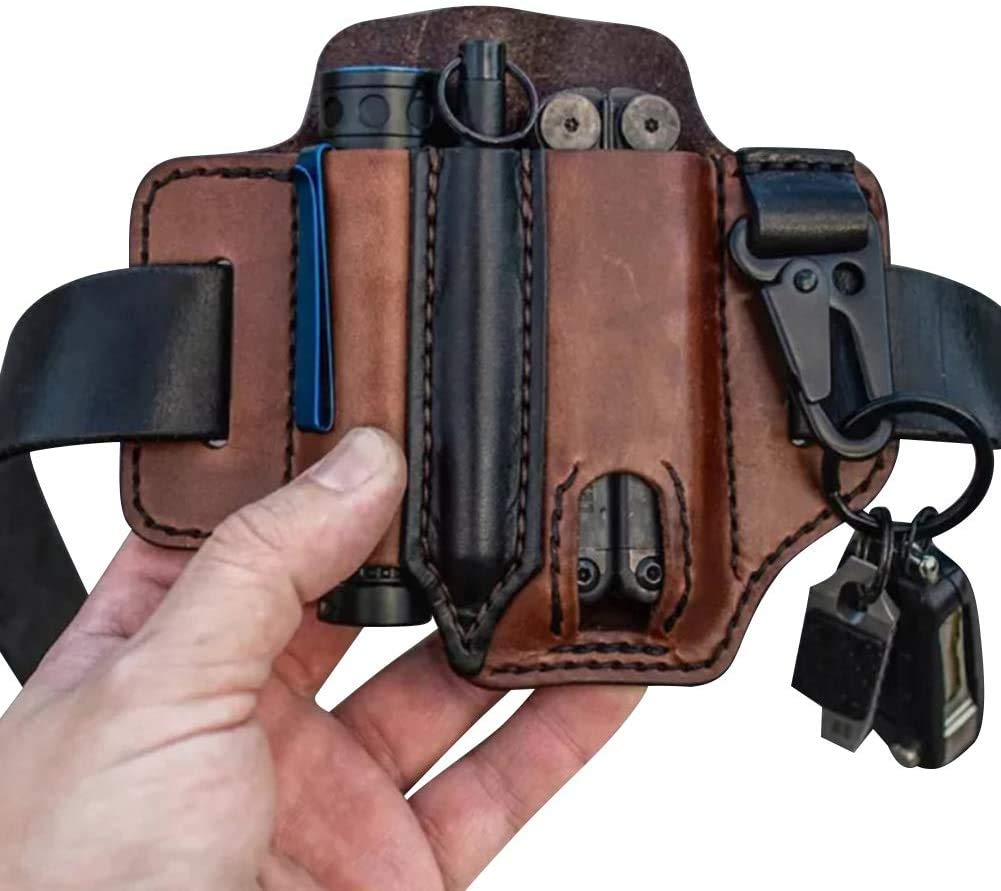 Natuworld Leather Sheath for Leatherman Multitools - Premium EDC Pocket Organizer with Key Holder & Flashlight Loop | Durable Belt Pouch for Outdoor, Camping, Hiking & Everyday Carry | Perfect Gift for Men