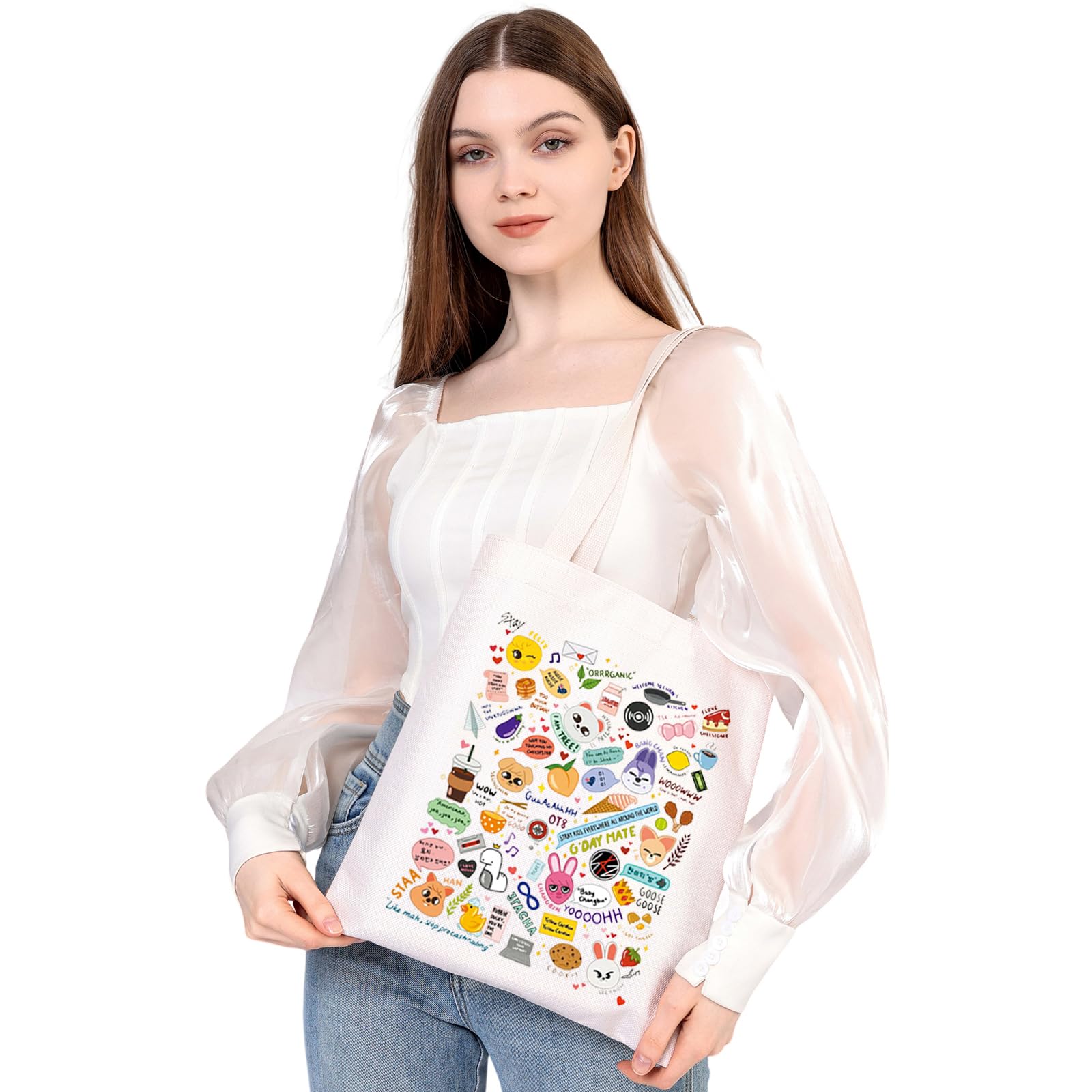MEIKIUP K-POP Group Makeup Bag - Cute Cosmetic Pouch for K-POP Fans & K-Drama Lovers - Perfect Gift for STAY Fandom - Travel-Friendly Around The World Tote Bag - Ideal for Concerts, Travel & Daily Makeup Storage
