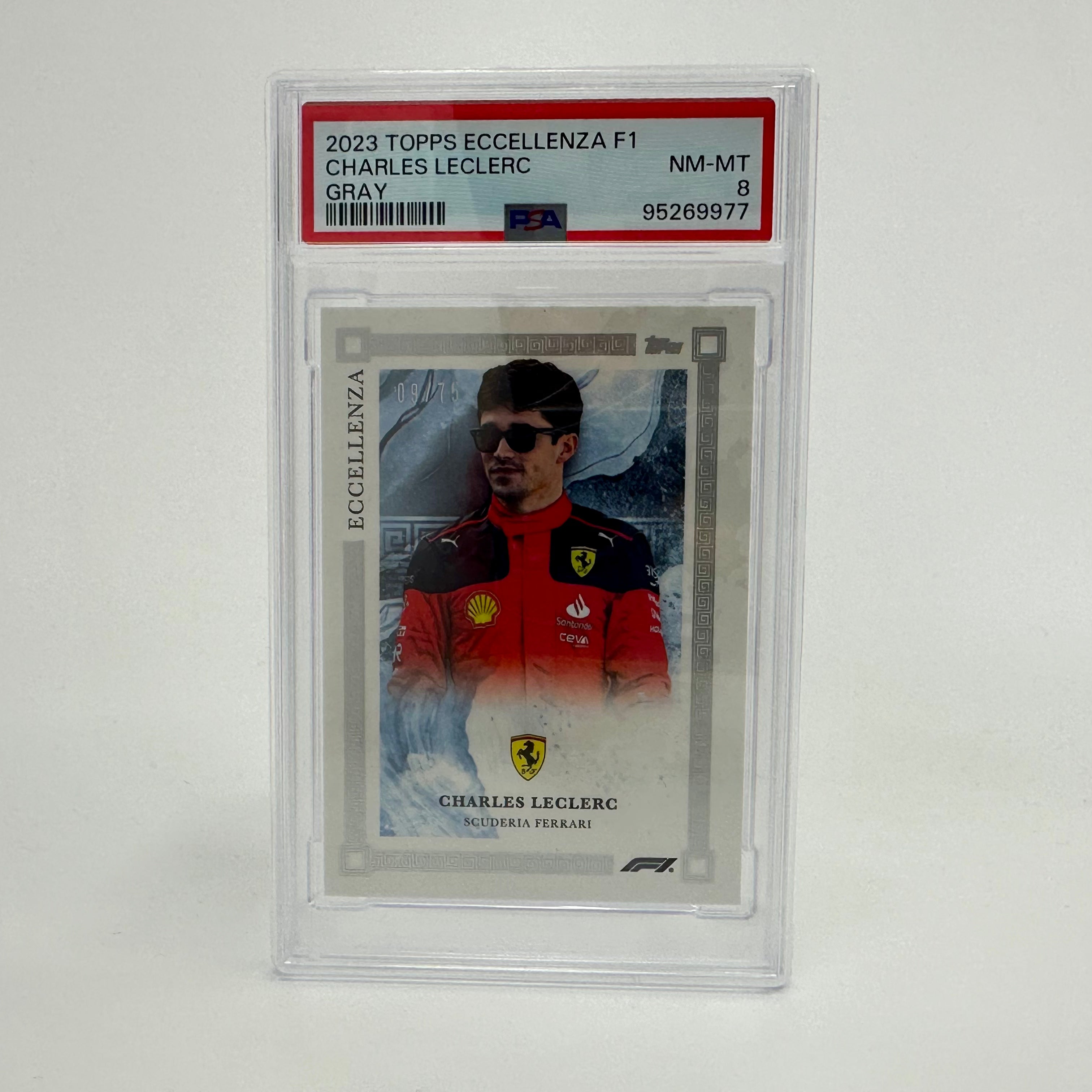 2023 Charles Leclerc Gray Eccellenza PSA 8 09/75 Trading Card - Perfect for F1 Collectors, Display & Investment