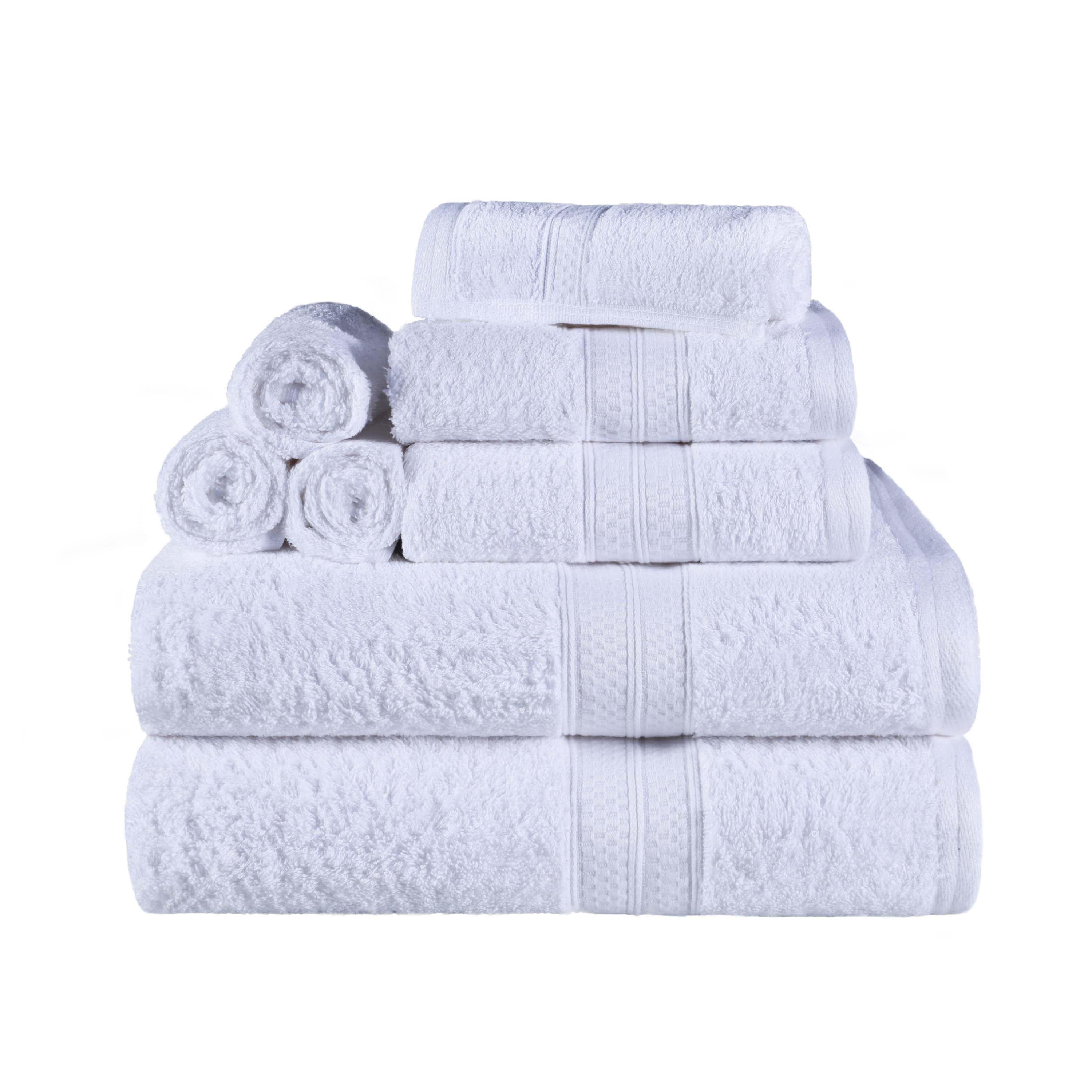 Ultra Soft Rayon Bamboo Cotton Blend 8-Piece Towel Set - Luxurious Bath & Spa Towels for Home, Hotel, and Gift Use