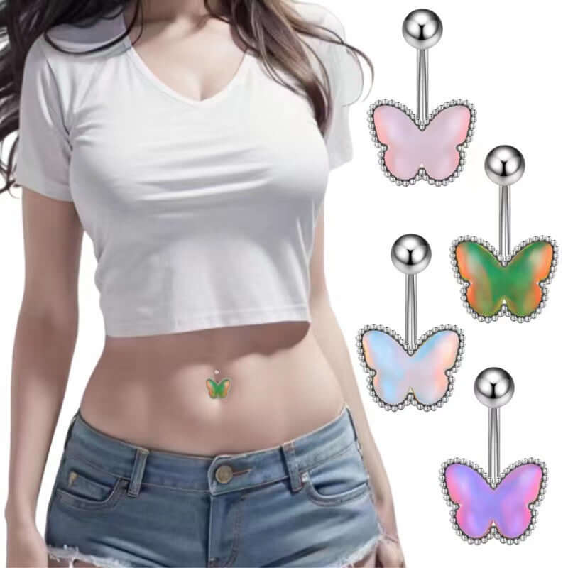 Glow in the Dark Belly Button Rings - Moon Star Design | Body Jewelry for Women | Perfect for Night Parties, Raves & Unique Fashion Looks