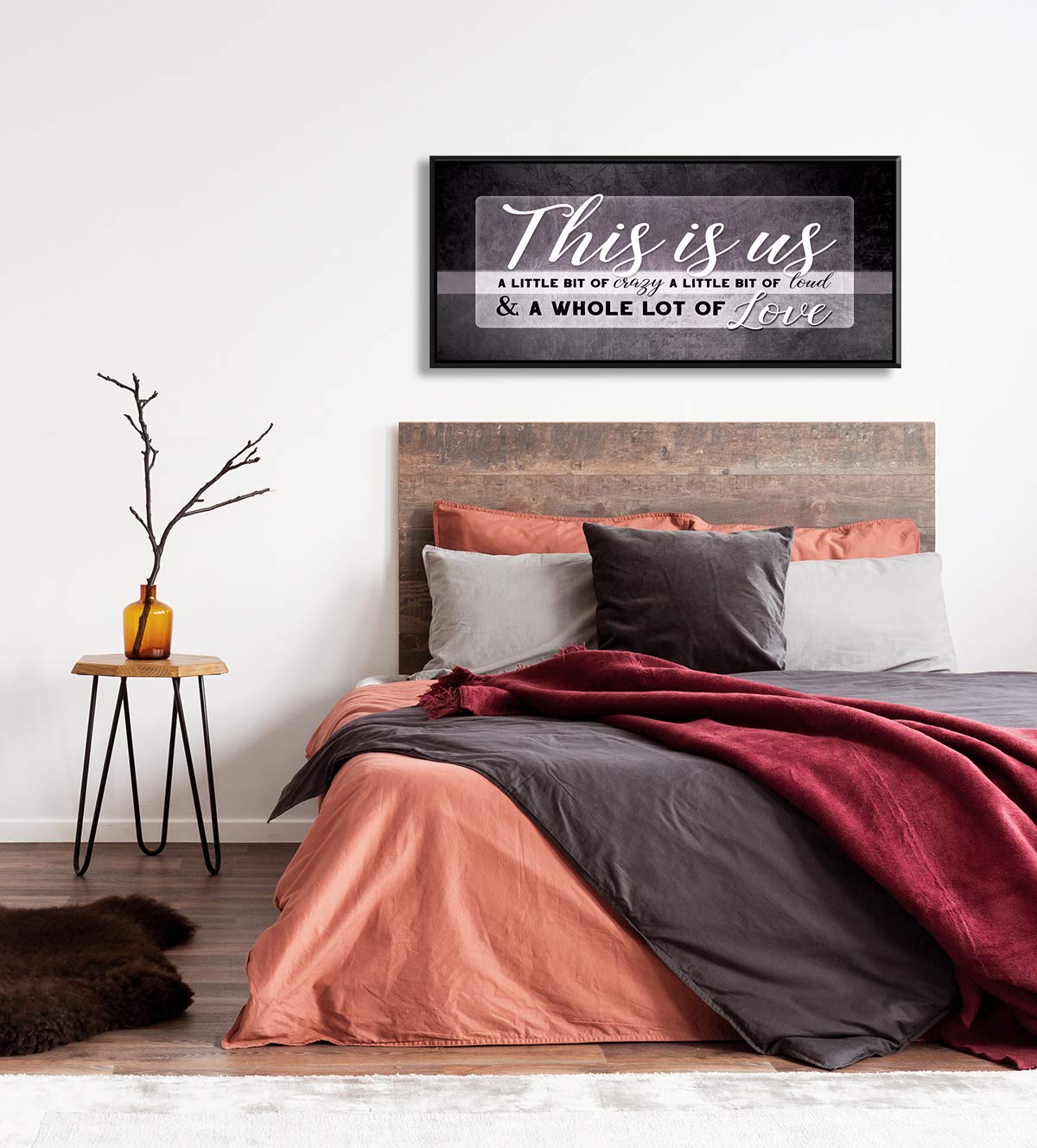 This Is Us Framed Wall Art - Large Canvas Wall Decor for Living Room, Farmhouse & New Home Gifts (42x19 Inch, Purple & Black Floating Frame) - Perfect for Housewarming, Family Photos & Modern Interior Design