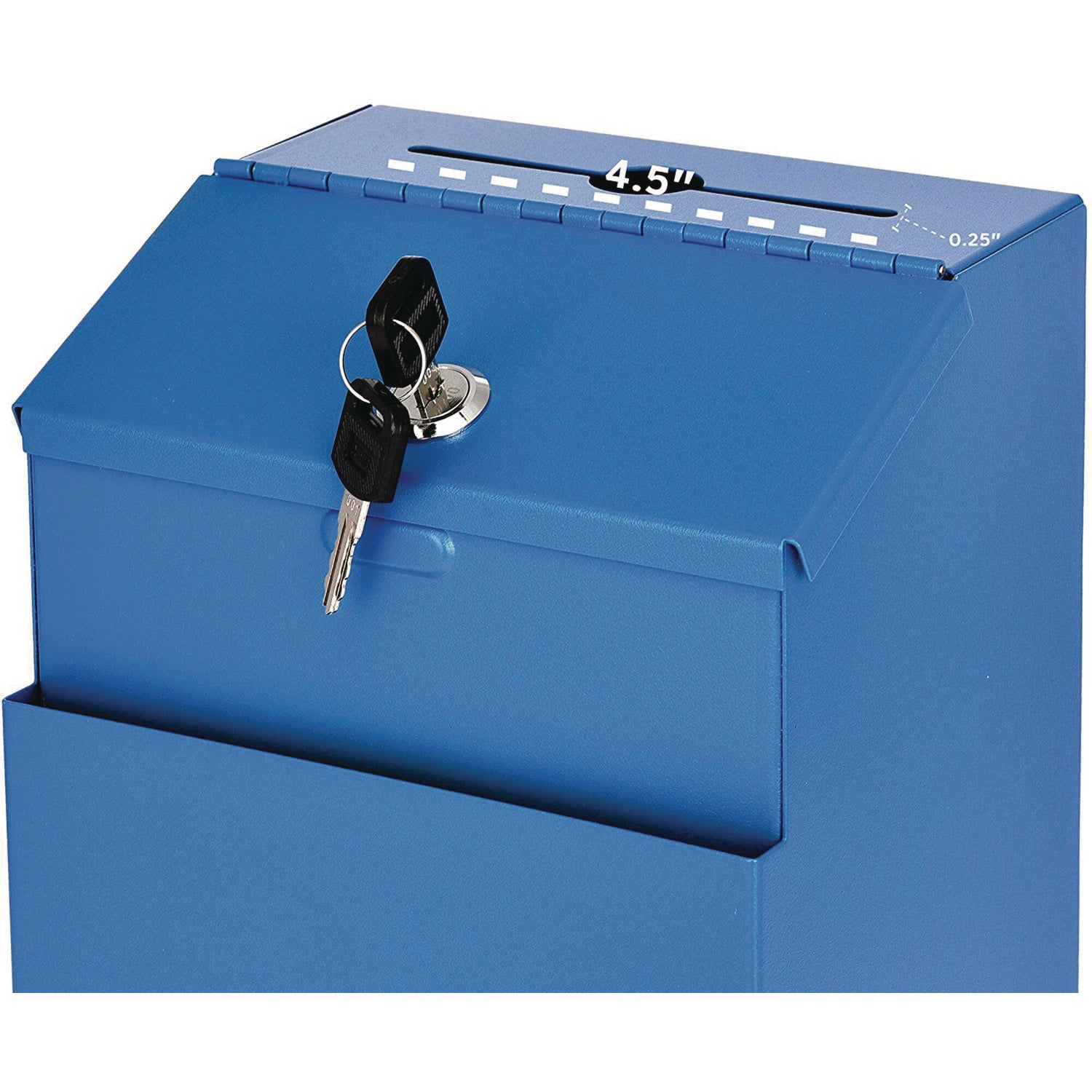AdirOffice Wall Mountable Steel Secure Drop Box with Key - 7 x 6 x 8.5 Inch Stainless Steel 304 Locking Suggestion Box - Blue | Perfect for Offices, Schools, and Public Spaces for Secure Document Collection