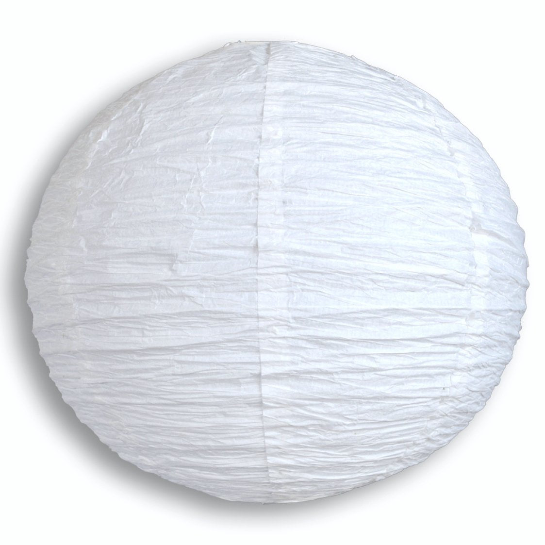 16 Inch White Round Crepe Paper Lantern with Parallel Ribbing - Chinese Hanging Wedding & Party Decoration for Indoor/Outdoor Events, Home Decor, and Festive Celebrations