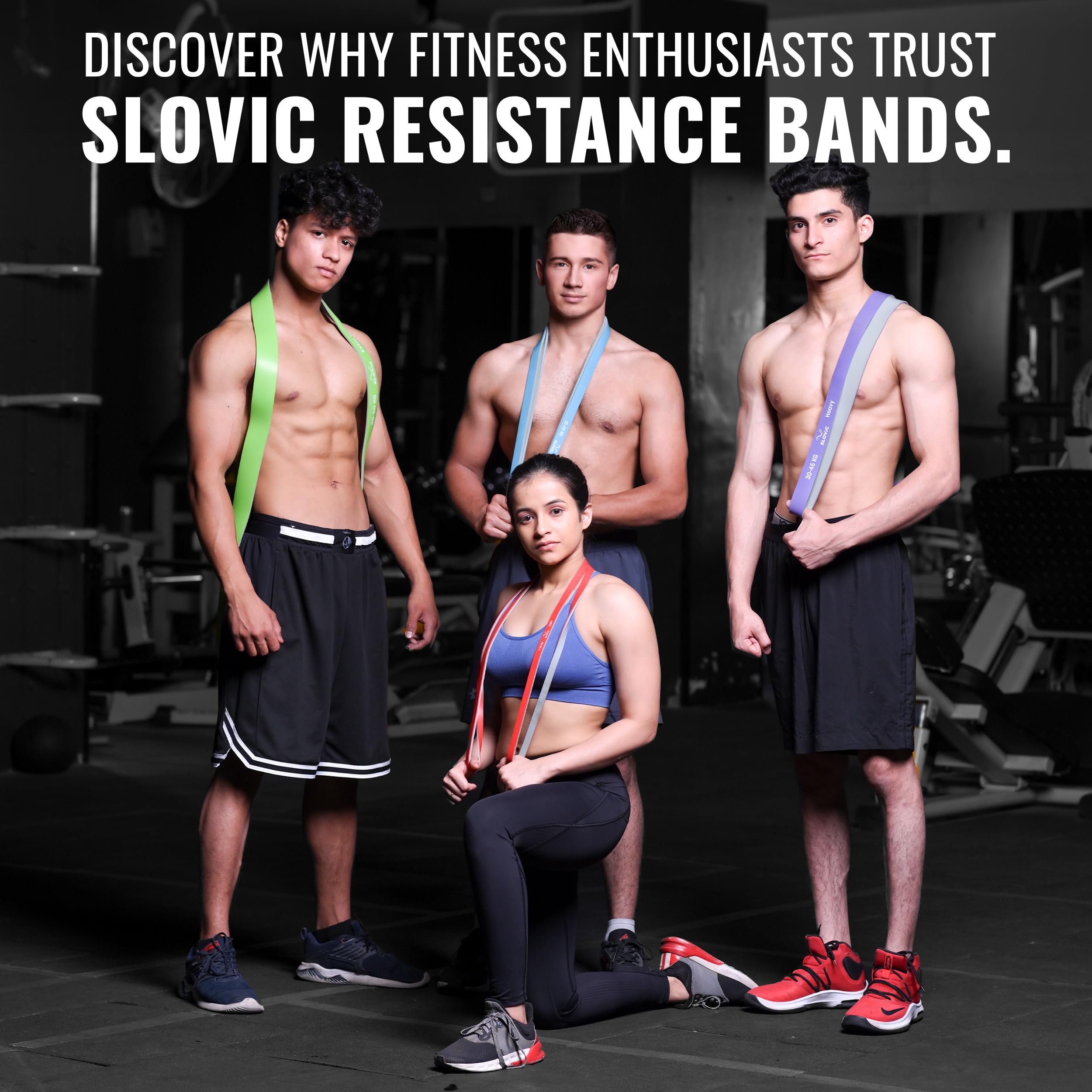 Slovic Resistance Bands Set for Home Workout - Heavy Duty Exercise Bands for Men & Women | Pull Up Assist Bands, Stretching & Strength Training | Perfect for Home Gym, Yoga, Physical Therapy & Fitness Training