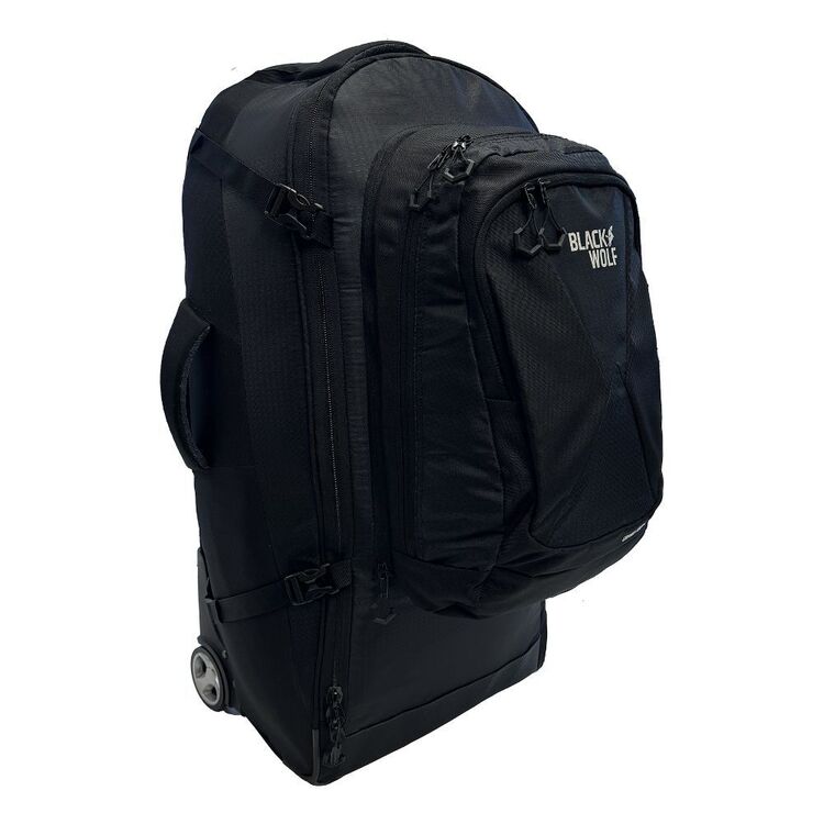 Black Wolf 85L (+20L) Grand Tour II Wheeled Duffel Bag with Backpack Straps - Perfect for Travel, Camping & Outdoor Adventures