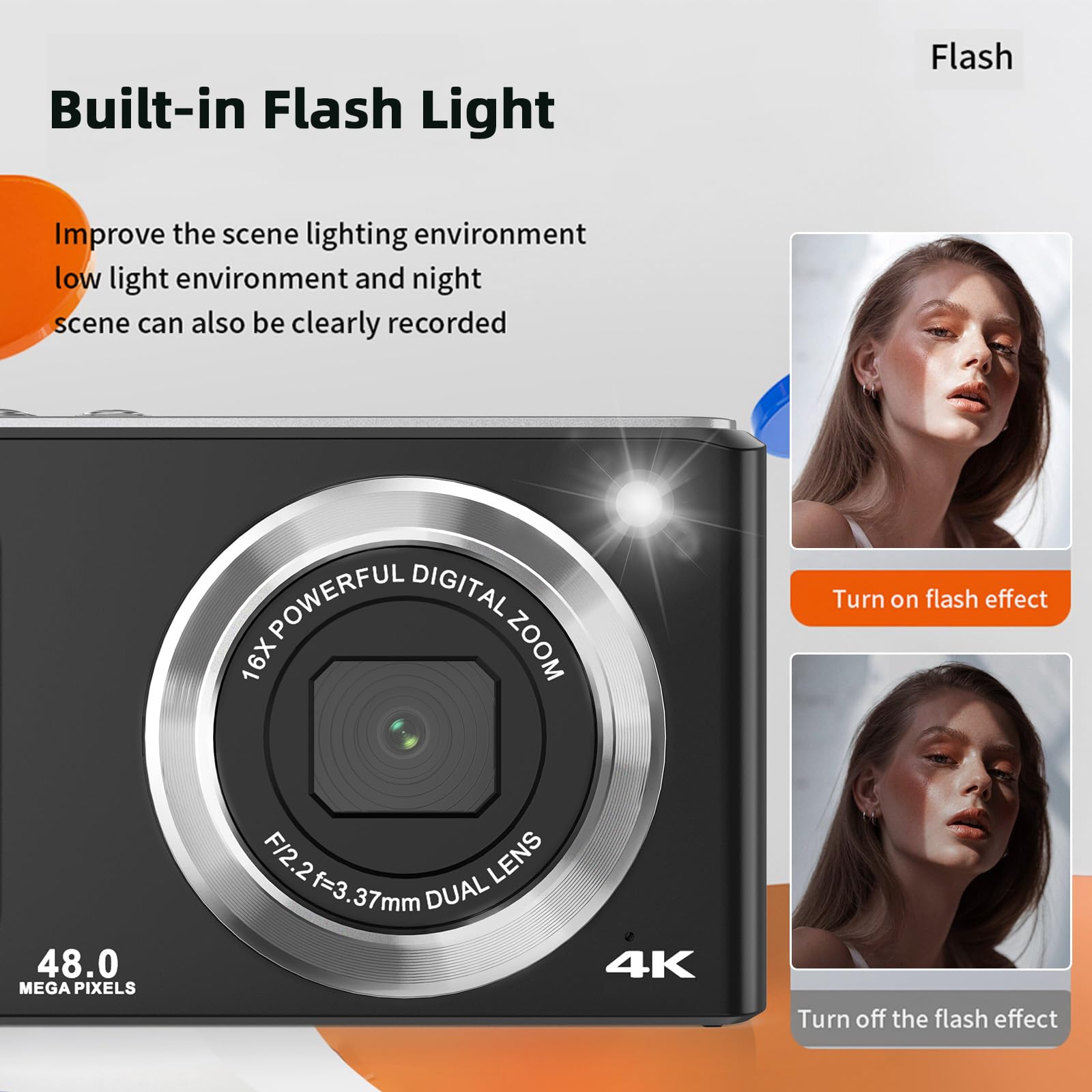 Andoer 4K 48MP Dual Lens Camera with 32GB Card - Perfect for Kids & Travel Photography