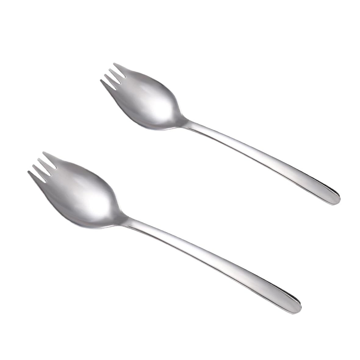 2 Pack Stainless Steel Sporks - 7.48/8.27 Inch Long Handle Reusable Utensils for Dessert, Ice Cream, Salad & Picnic | Perfect for Camping, Travel & Outdoor Dining