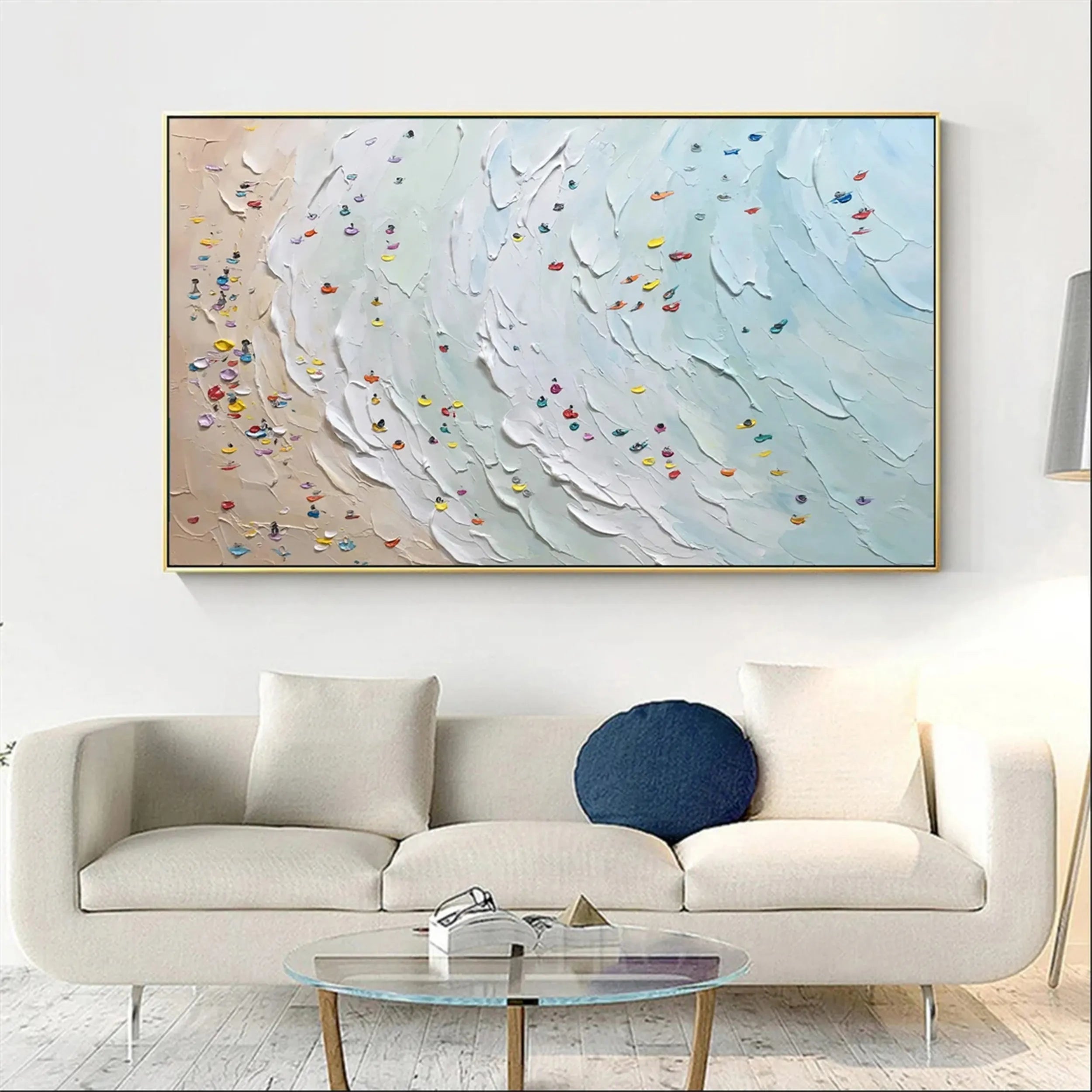 Seascape and Snowy Peak Painting #SP001 - Stunning Coastal and Mountain Landscape Art for Home & Office Decor
