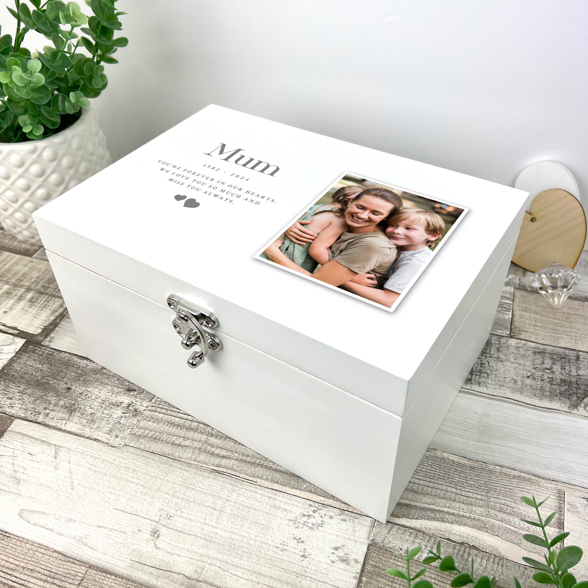 Personalized Memorial Photo Keepsake Box - Engraved Memory Box for Loved Ones - 3 Sizes (8.7