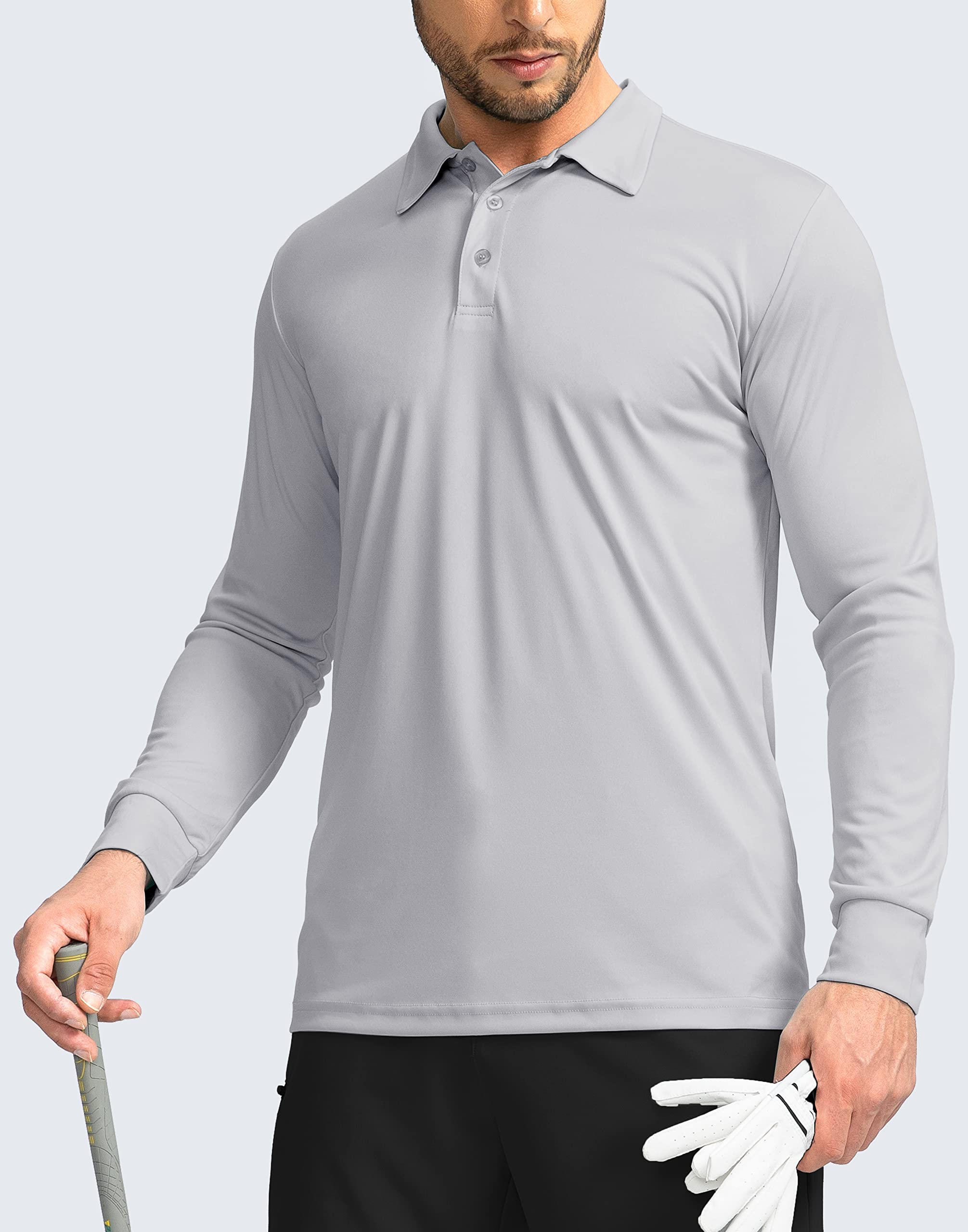 Men's Long Sleeve Polo Shirt - UPF 50+ Sun Protection, Lightweight & Breathable Golf Shirt for Work, Fishing & Outdoor Activities | Perfect for Golfing, Hiking and Summer Sun Protection
