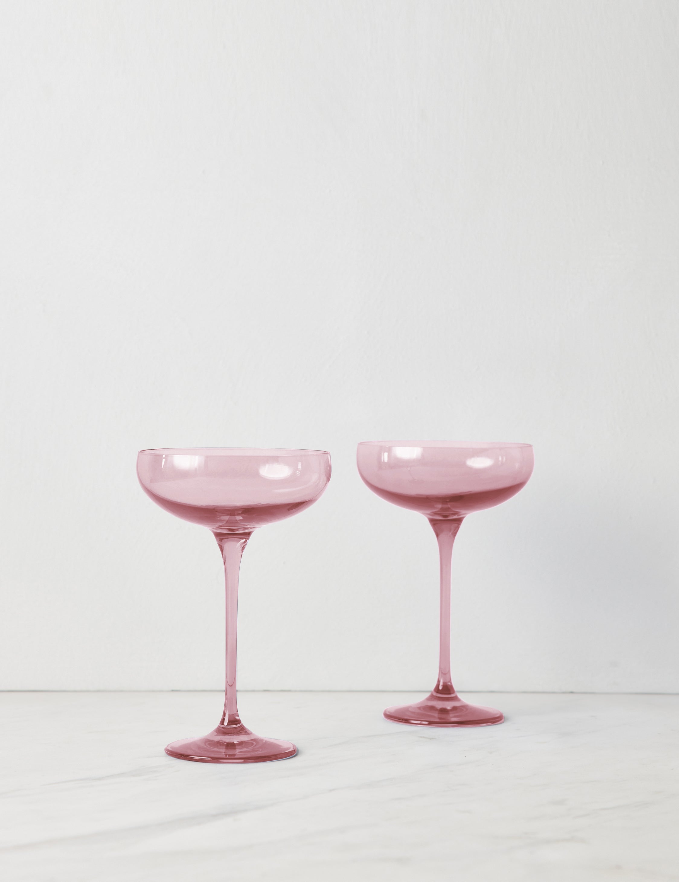 Elegant Estelle Colored Glass Champagne Coupes Set of 2 - Perfect for Weddings, Parties & Romantic Dinners