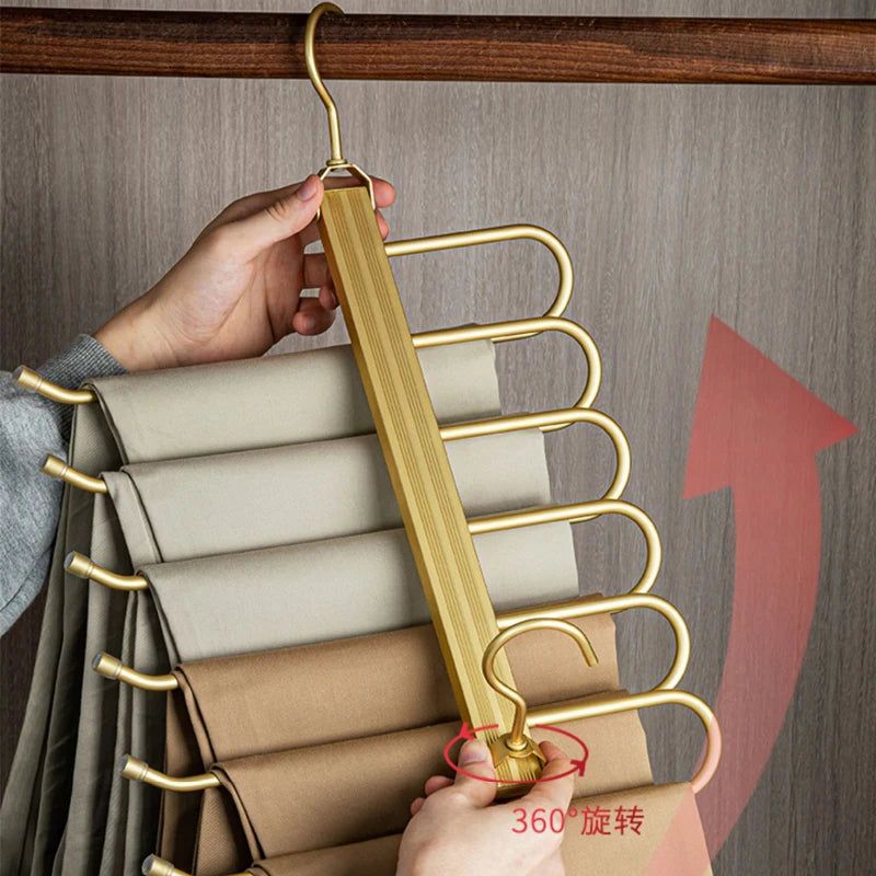 6-in-1 Folding 360° Rotatable Aluminum Alloy Pants Hangers - Space Saving Closet Organizer for Trousers, Skirts & Jeans | Perfect for Small Closets, Dorm Rooms & Travel
